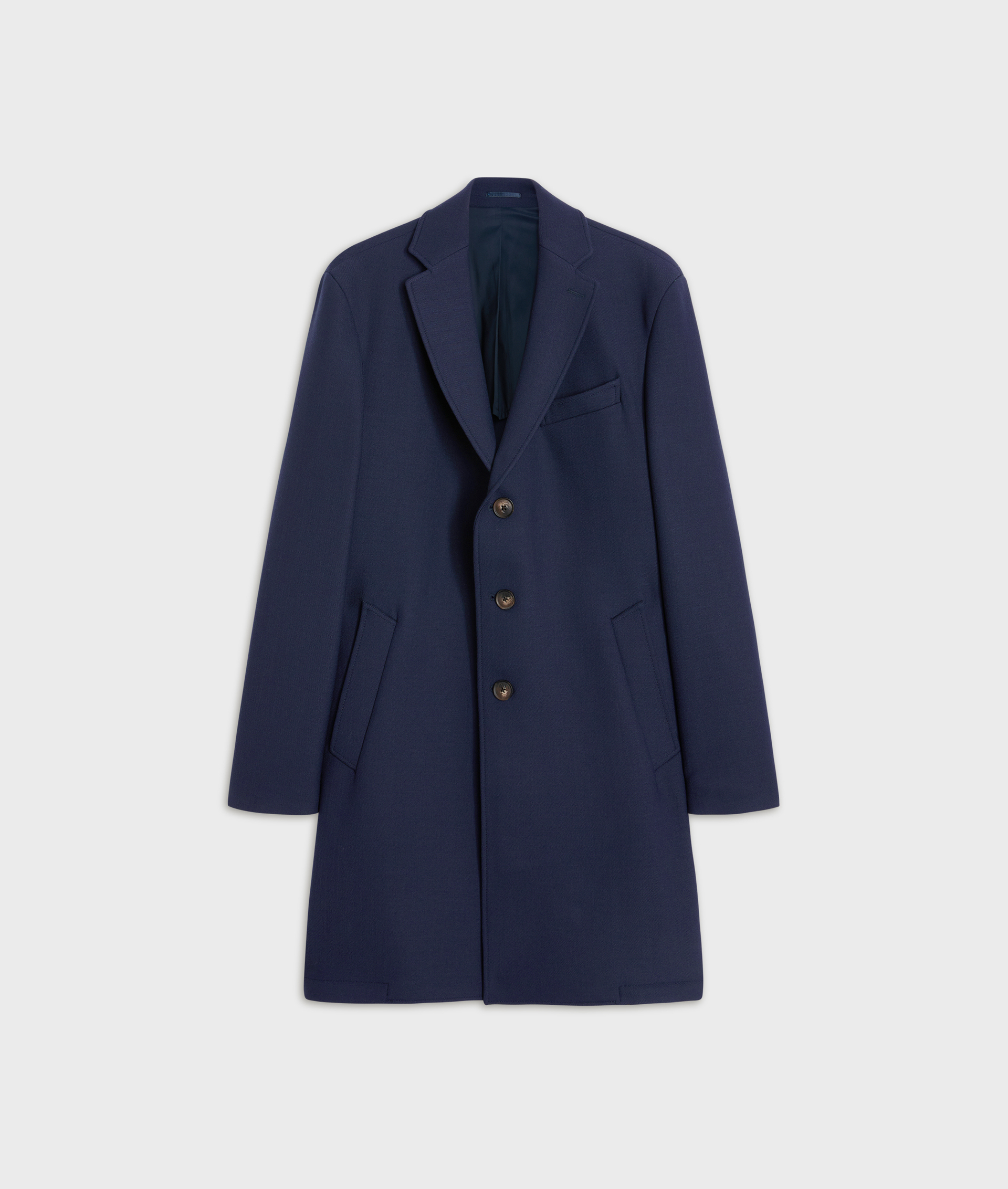 navy blue polyester and wool single breasted regular fit coat - Outerwear - Pal Zileri | Official Website
