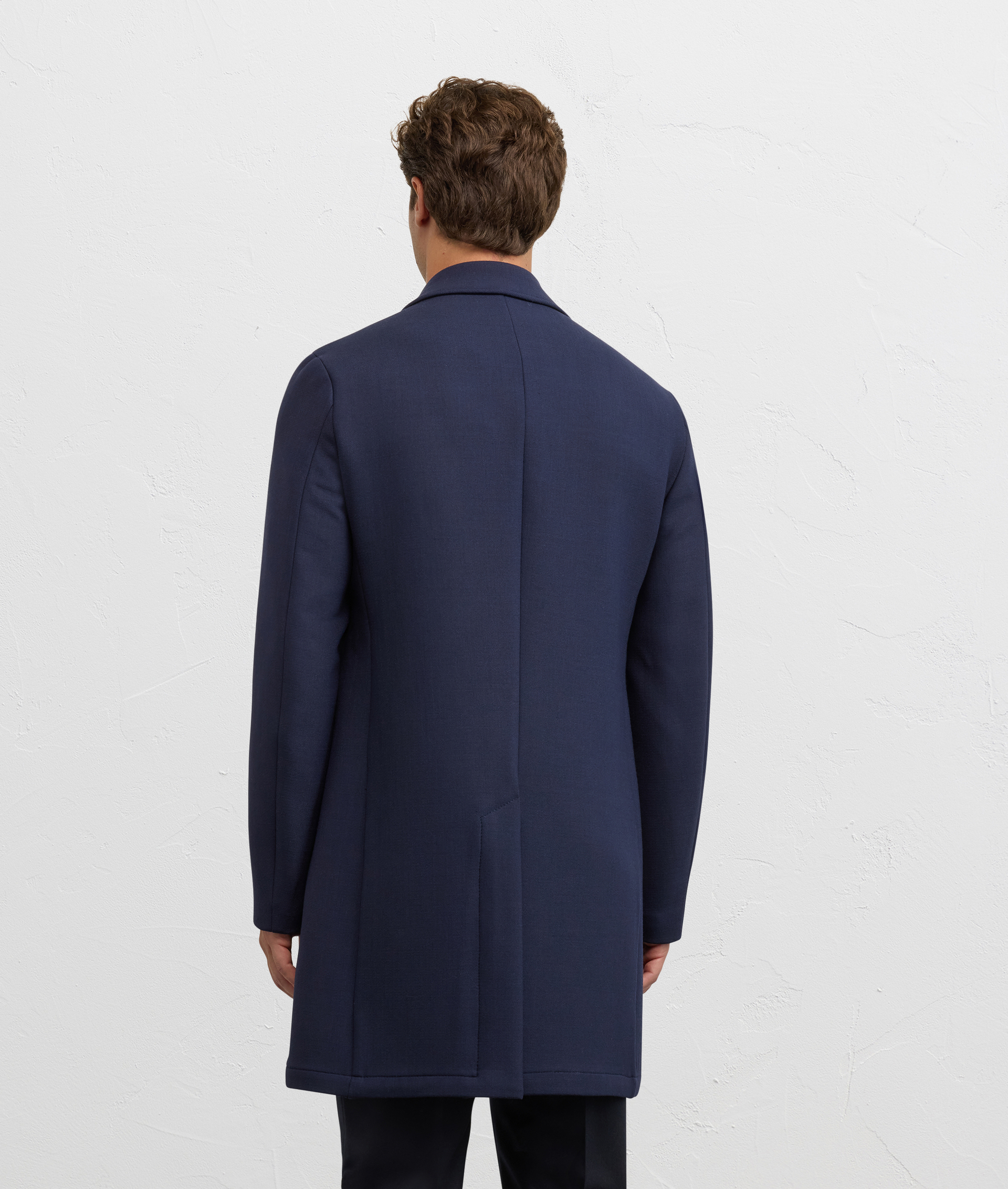 navy blue polyester and wool single breasted regular fit coat - Pal Zileri | Official Website