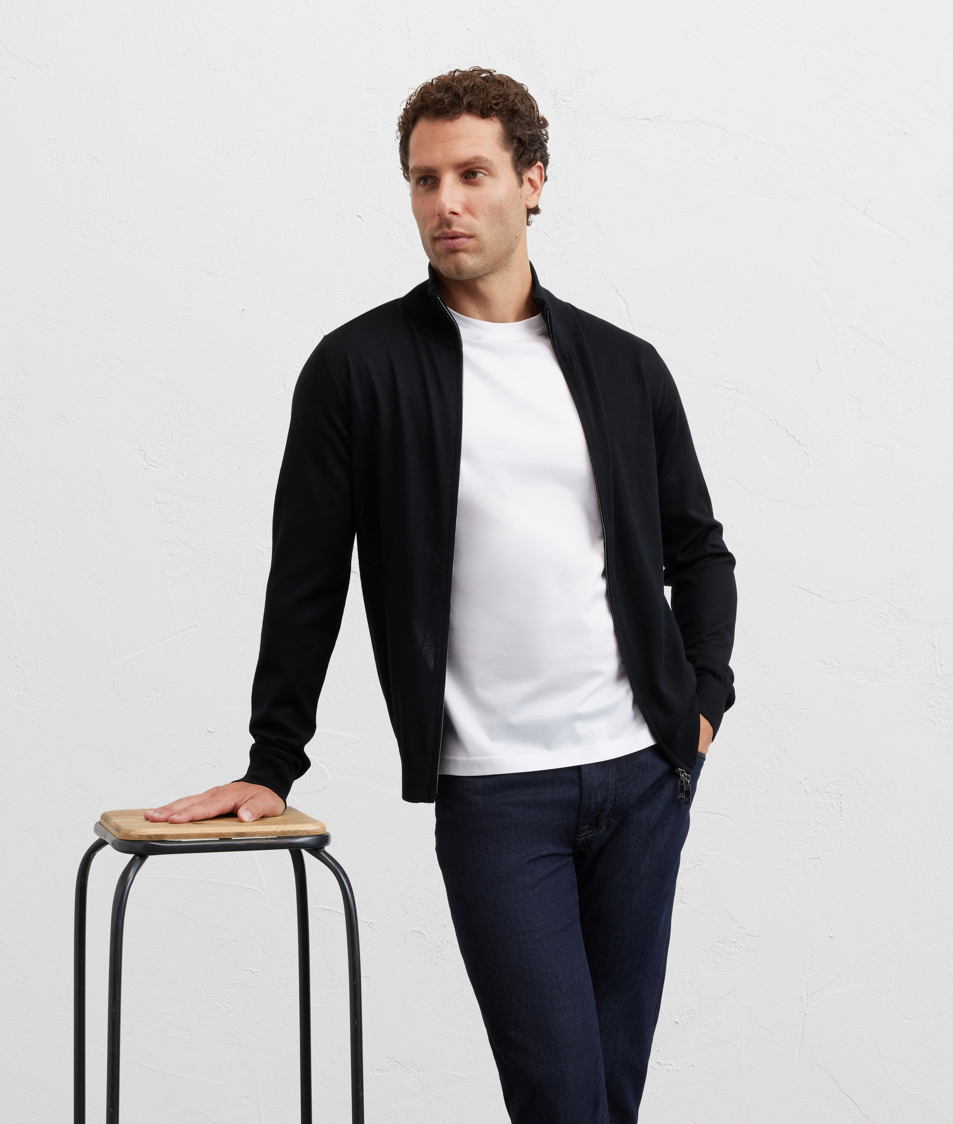 cardigan collo stand up regular fit in lana nero - Maglieria - Pal Zileri | Official Website