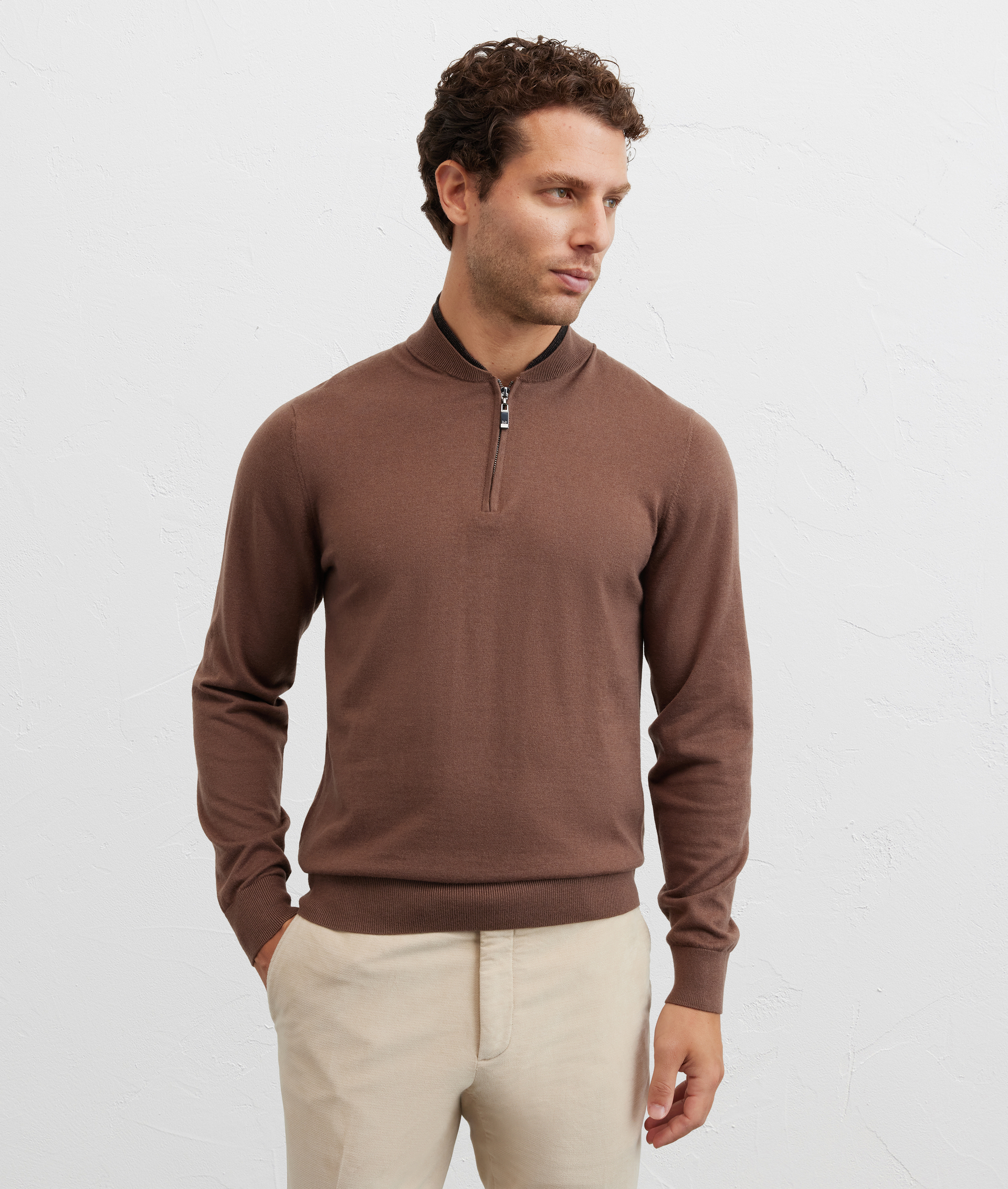 polo a maniche lunghe regular fit in lana e cashmere marrone - Pal Zileri | Official Website