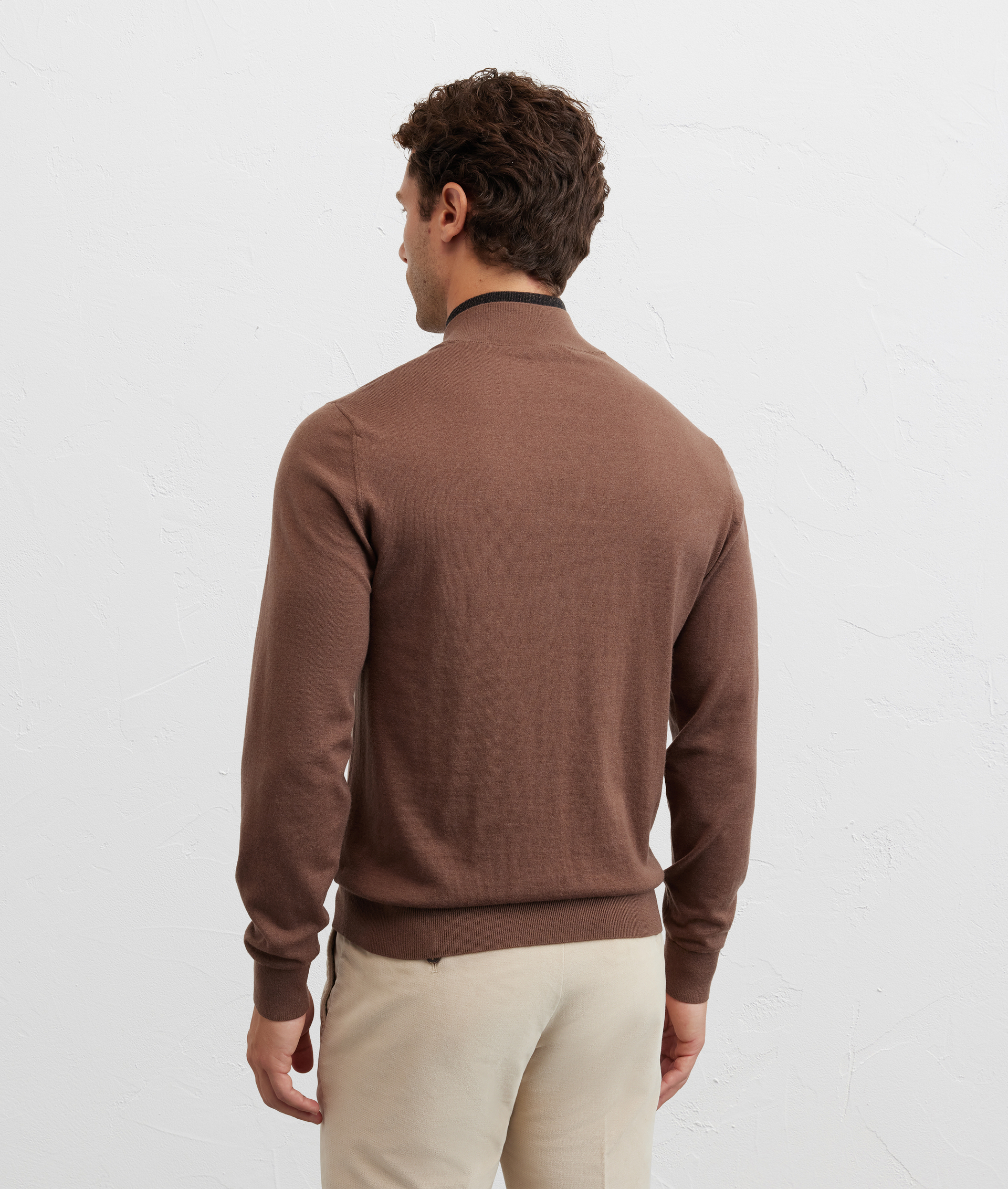 polo a maniche lunghe regular fit in lana e cashmere marrone - Pal Zileri | Official Website