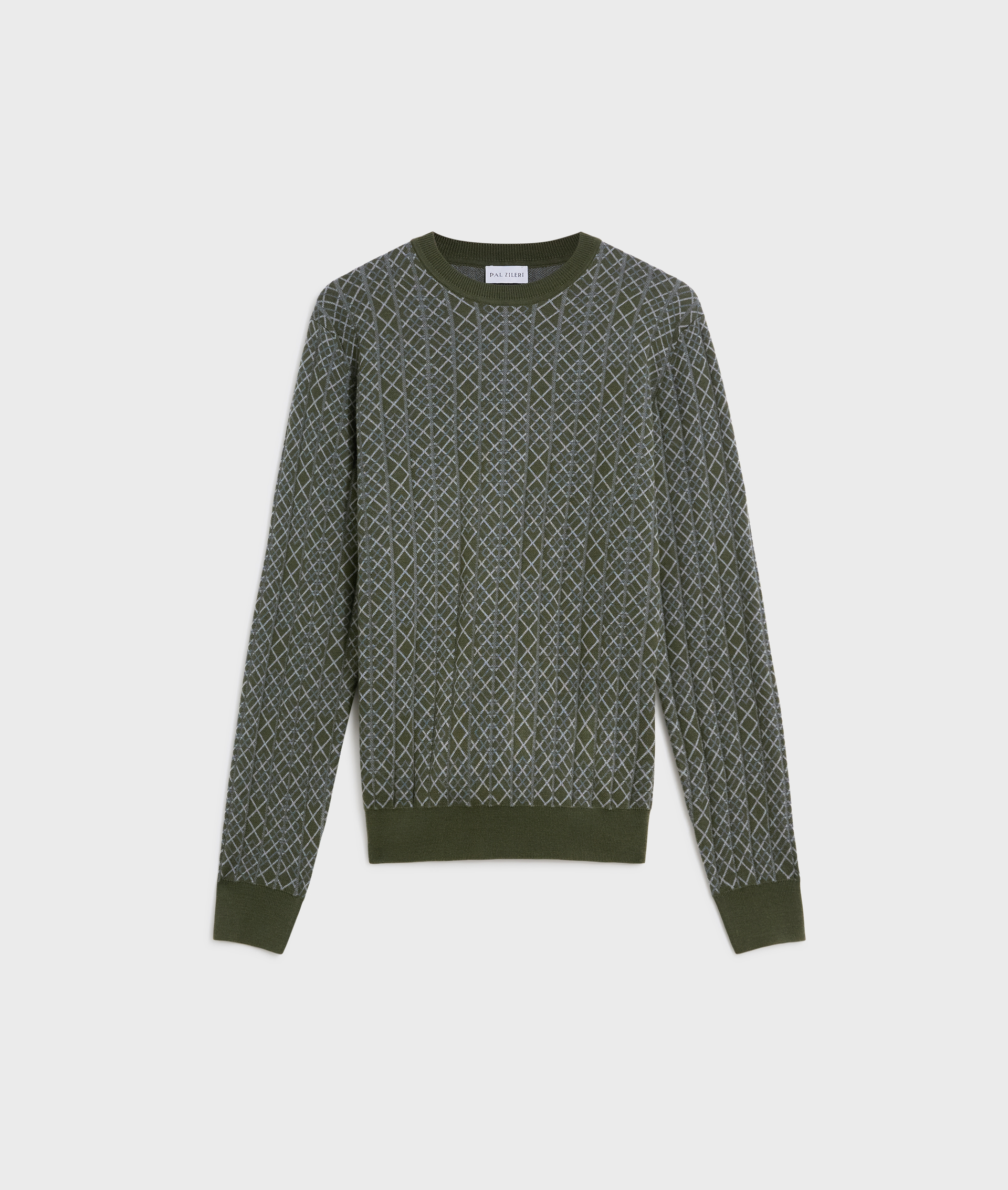 green crewneck sweatshirt in wool and nylon regular fit | Pal Zileri
