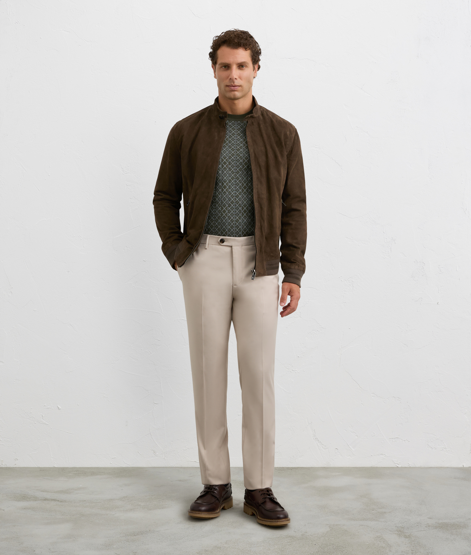 green crewneck sweatshirt in wool and nylon regular fit | Pal Zileri