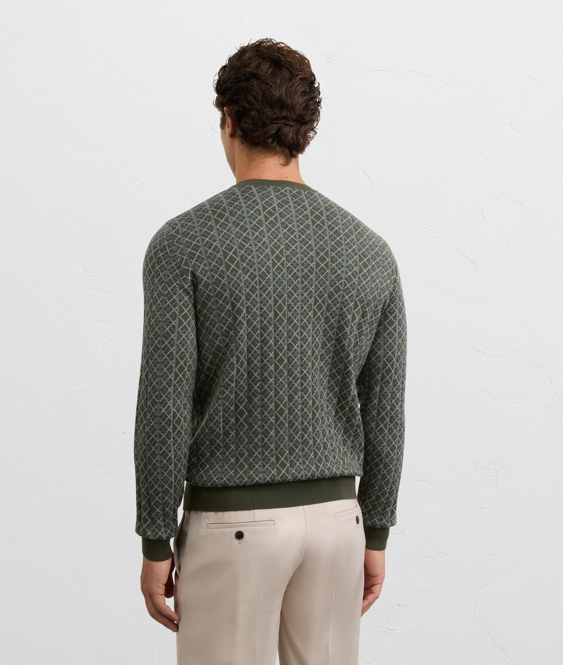 green crewneck sweatshirt in wool and nylon regular fit | Pal Zileri