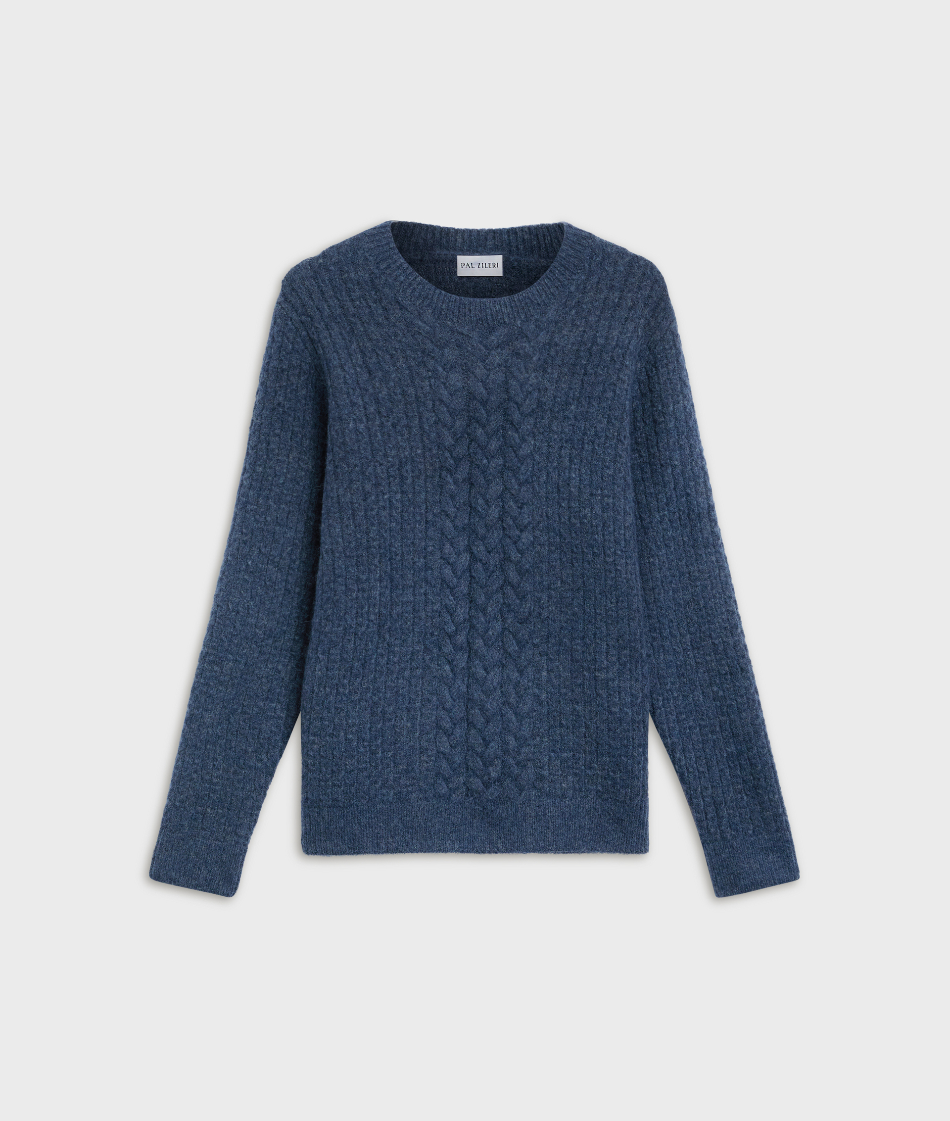 blue mohair wool and alpaca long sleeve crewneck regular fit | Pal Zileri