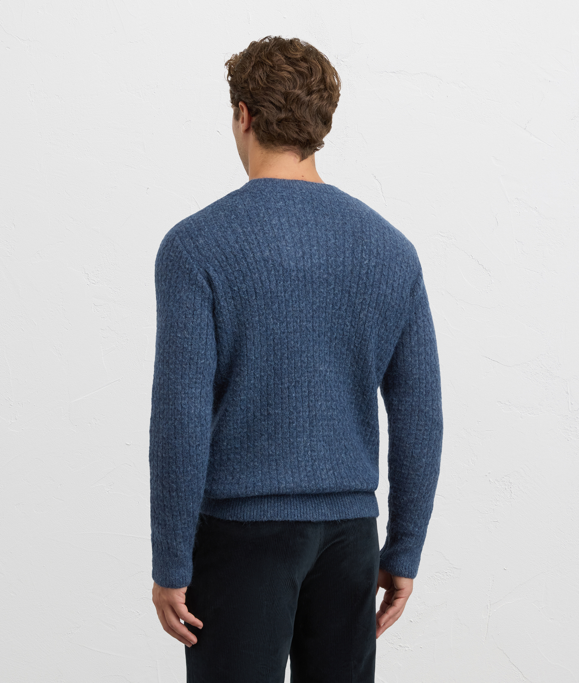 blue mohair wool and alpaca long sleeve crewneck regular fit | Pal Zileri