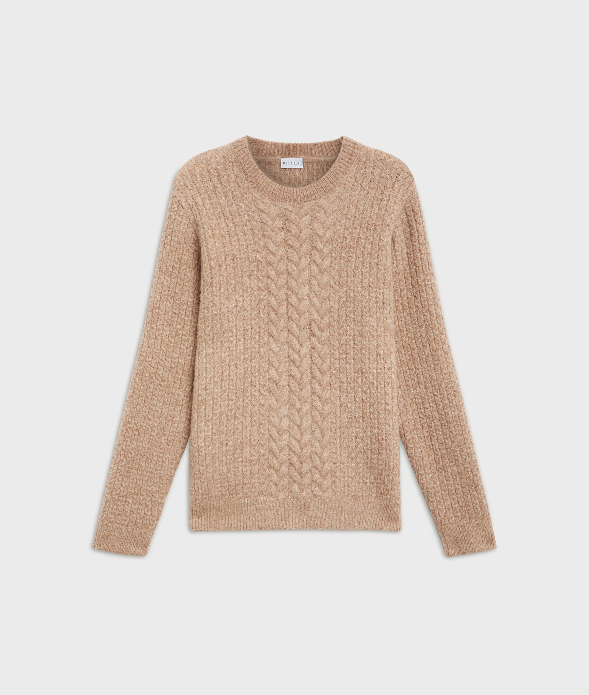 light brown mohair wool and alpaca long sleeve crewneck regular fit | Pal Zileri