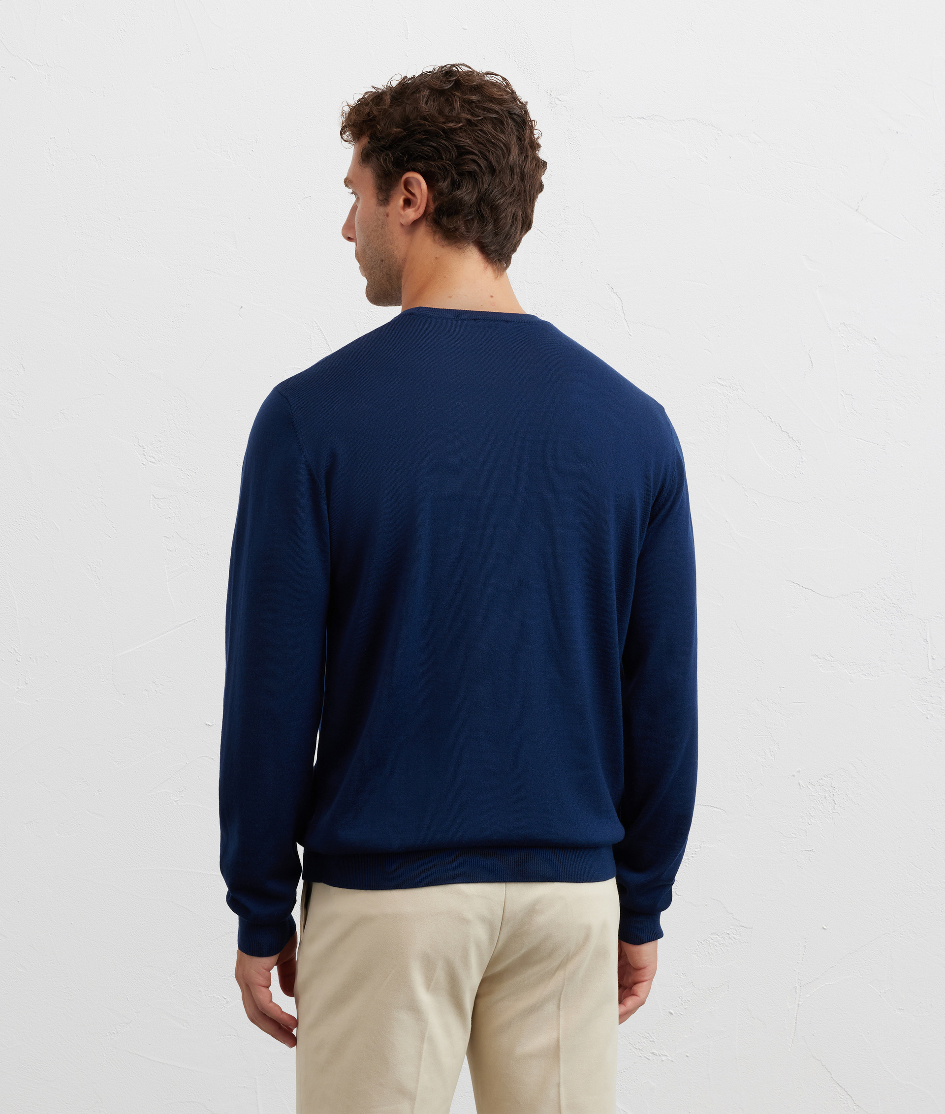 maglia girocollo a maniche lunghe regular fit in lana blu navy - Pal Zileri | Official Website