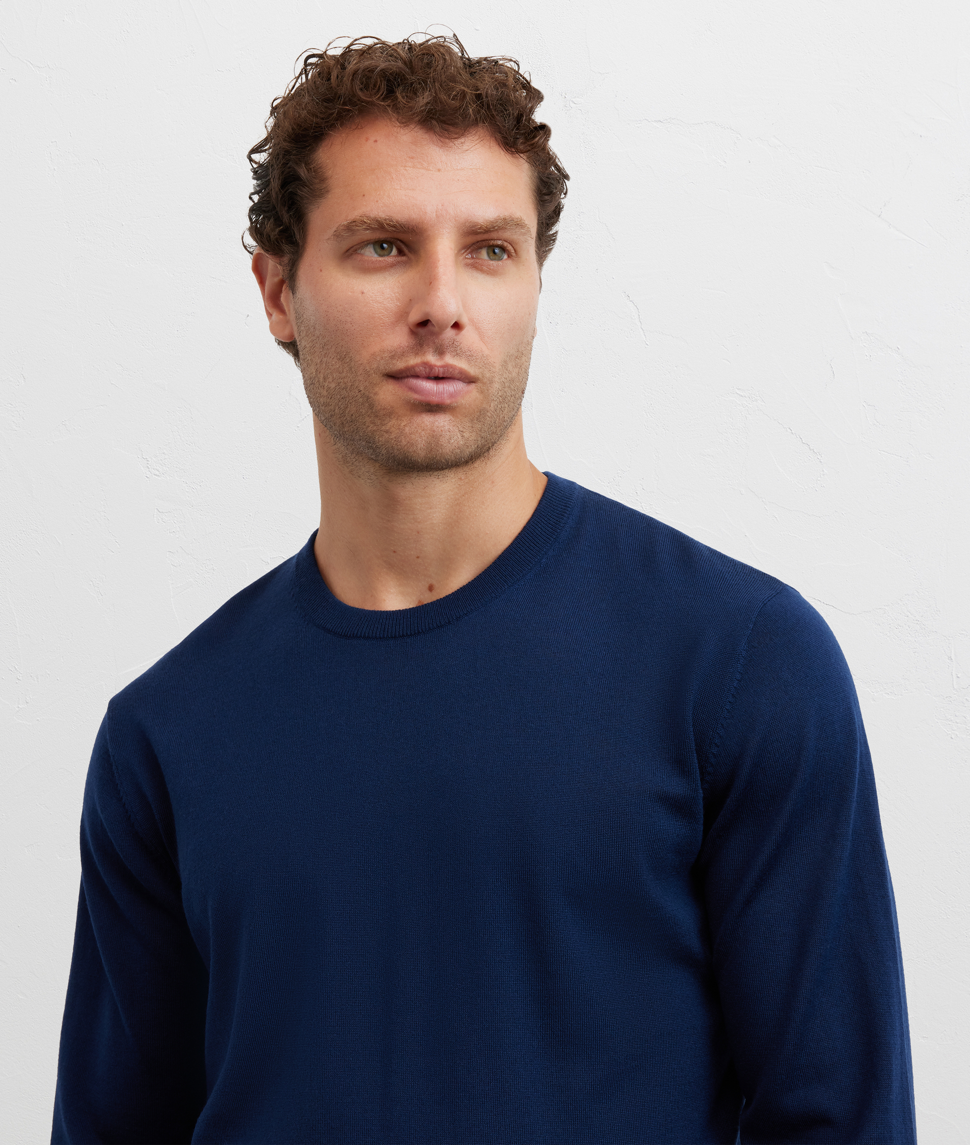 maglia girocollo a maniche lunghe regular fit in lana blu navy - Pal Zileri | Official Website