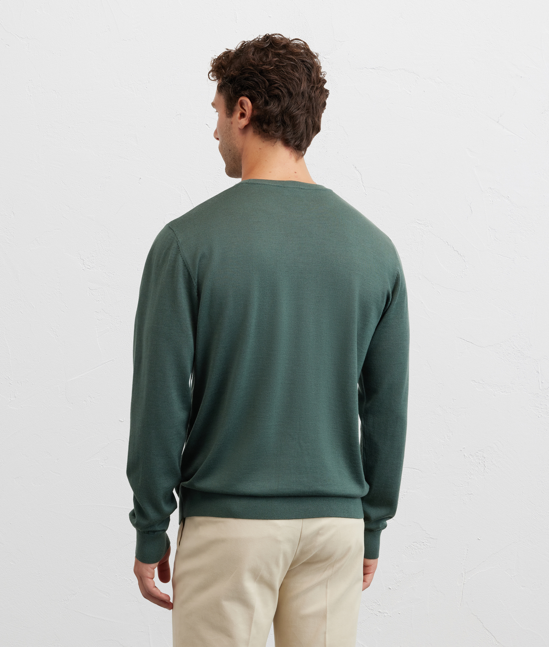 green wool long sleeve regular fit crewneck sweater - Pal Zileri | Official Website