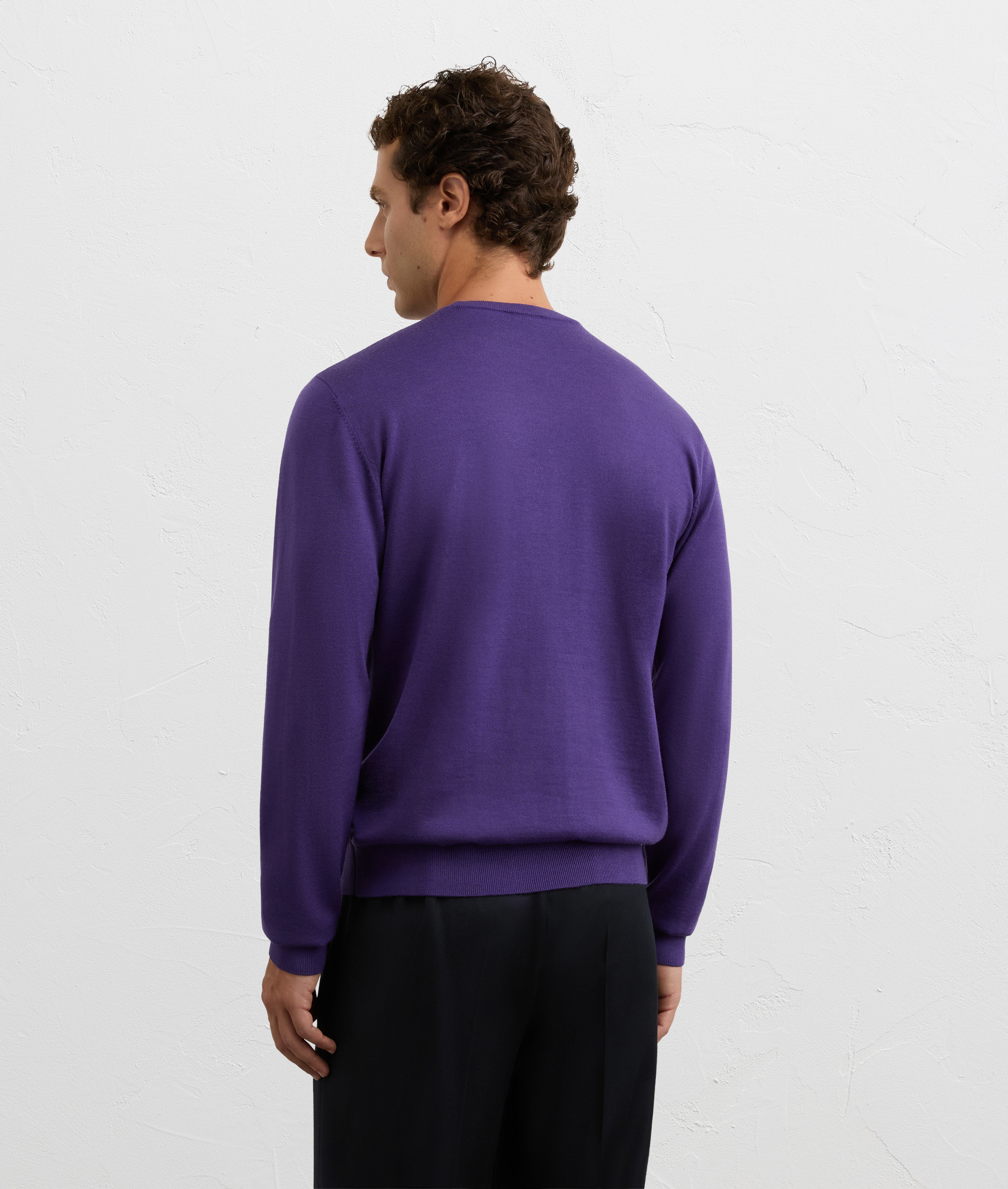 purple crewneck sweatshirt in effortless regular fit wool | Pal Zileri