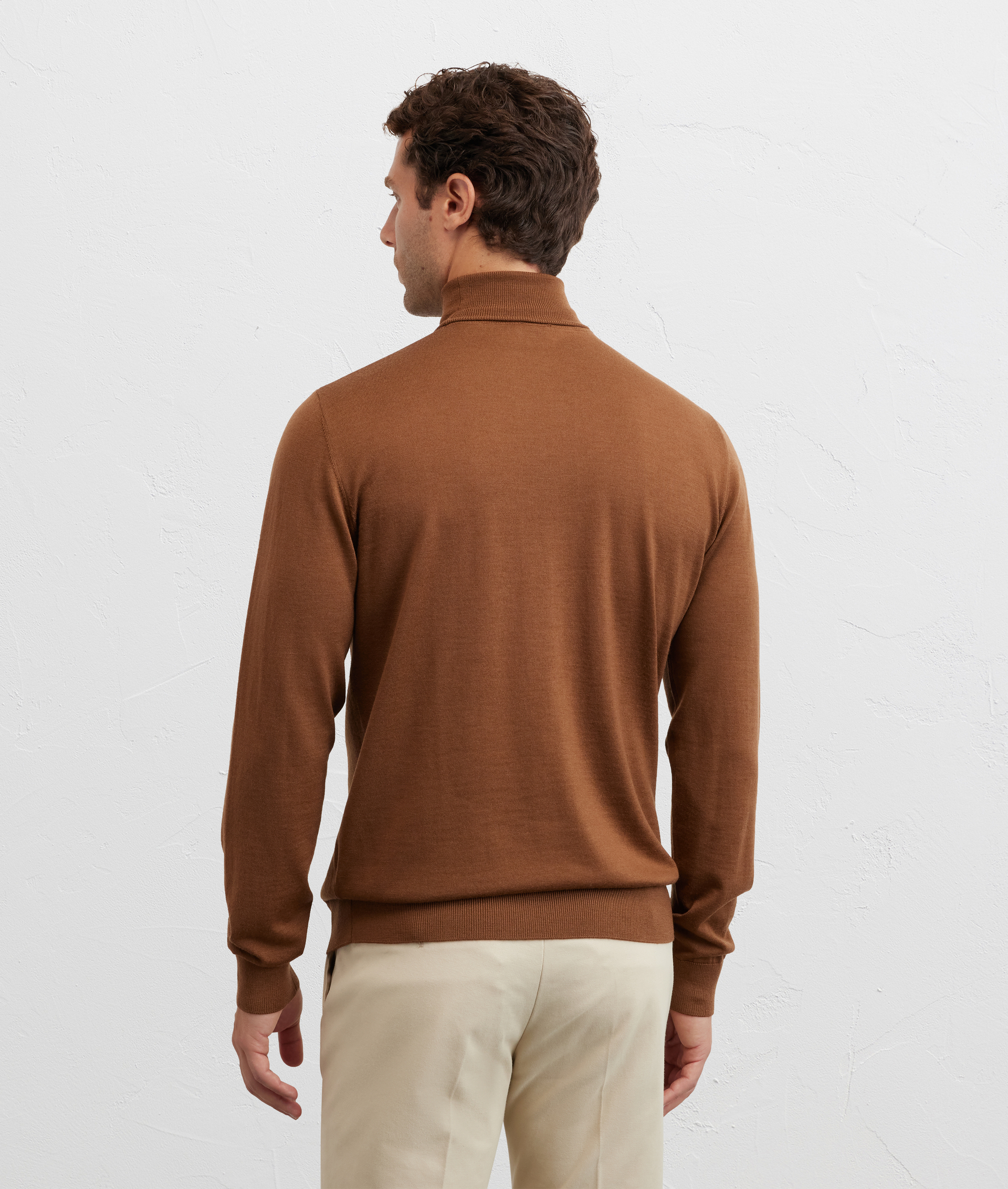 brown wool regular fit turtleneck sweater - Pal Zileri | Official Website