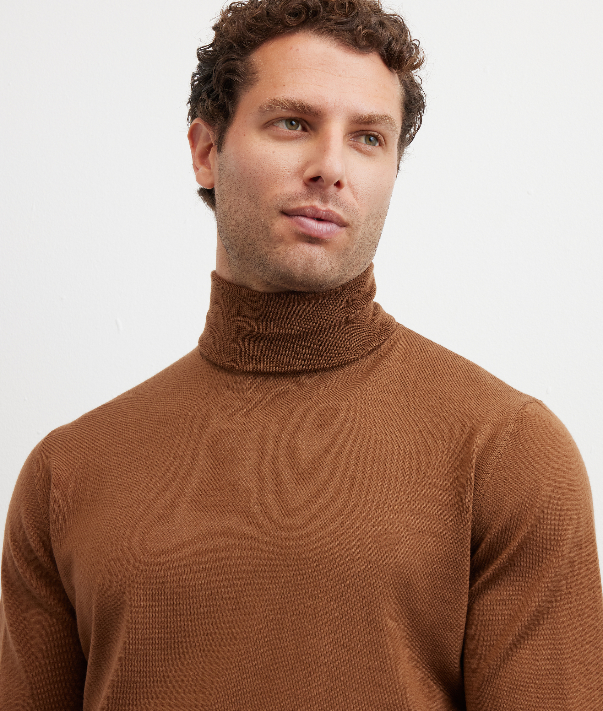 brown wool regular fit turtleneck sweater - Pal Zileri | Official Website