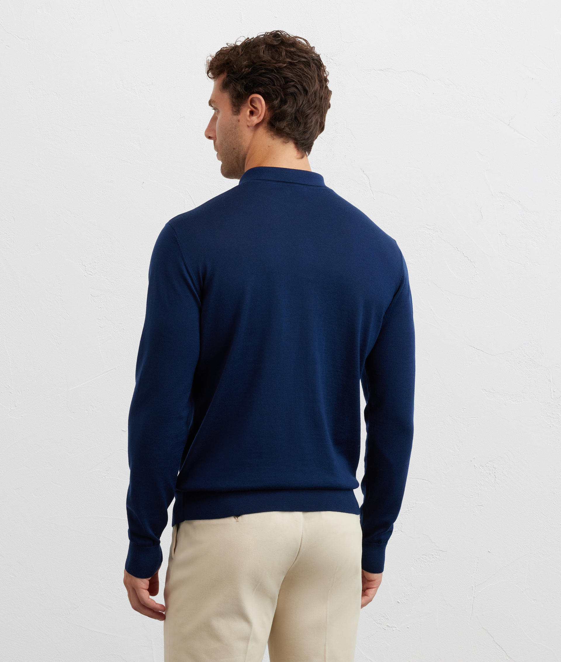 polo maniche lunghe regular fit in lana blu navy - Pal Zileri | Official Website