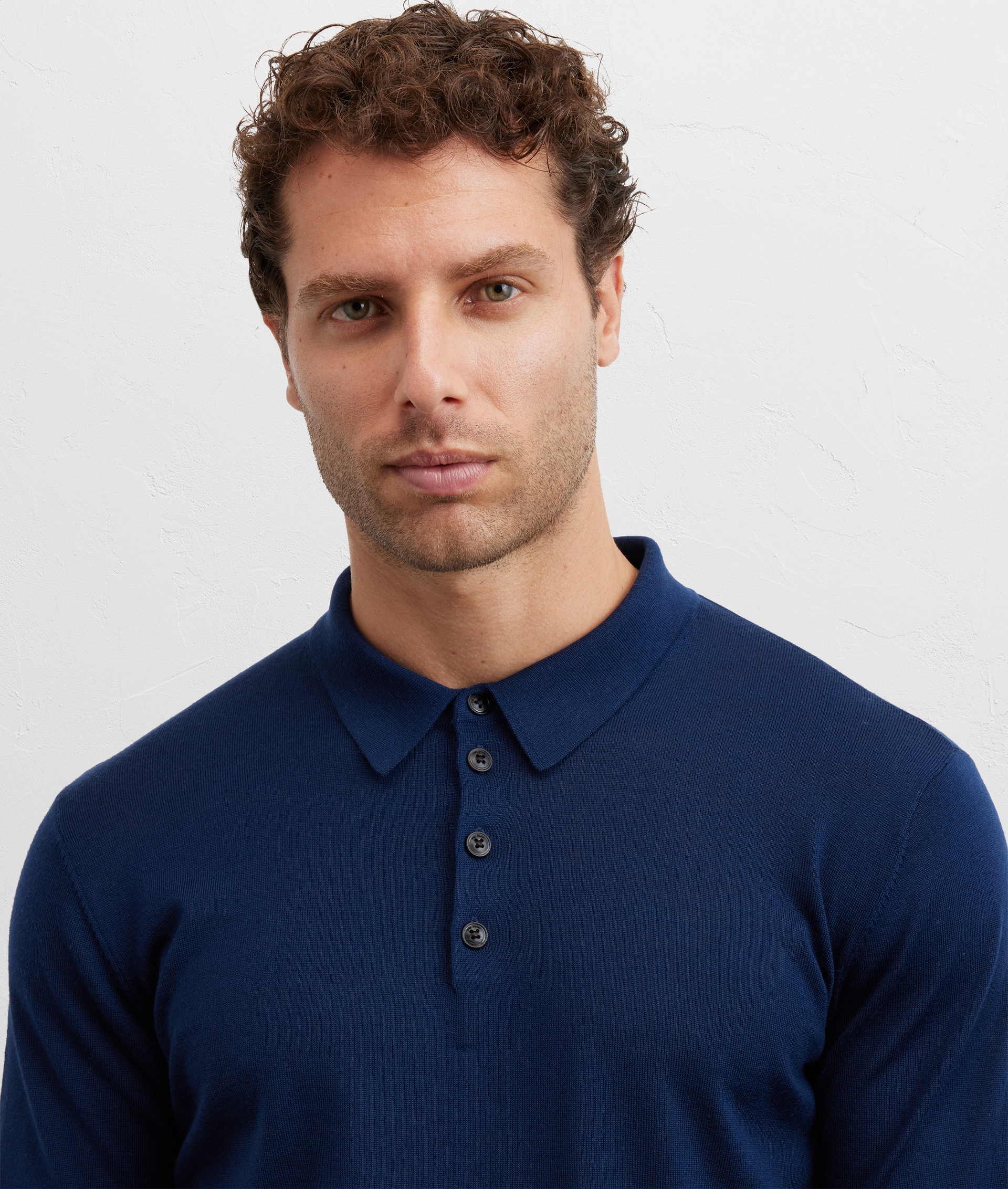 polo maniche lunghe regular fit in lana blu navy - Pal Zileri | Official Website