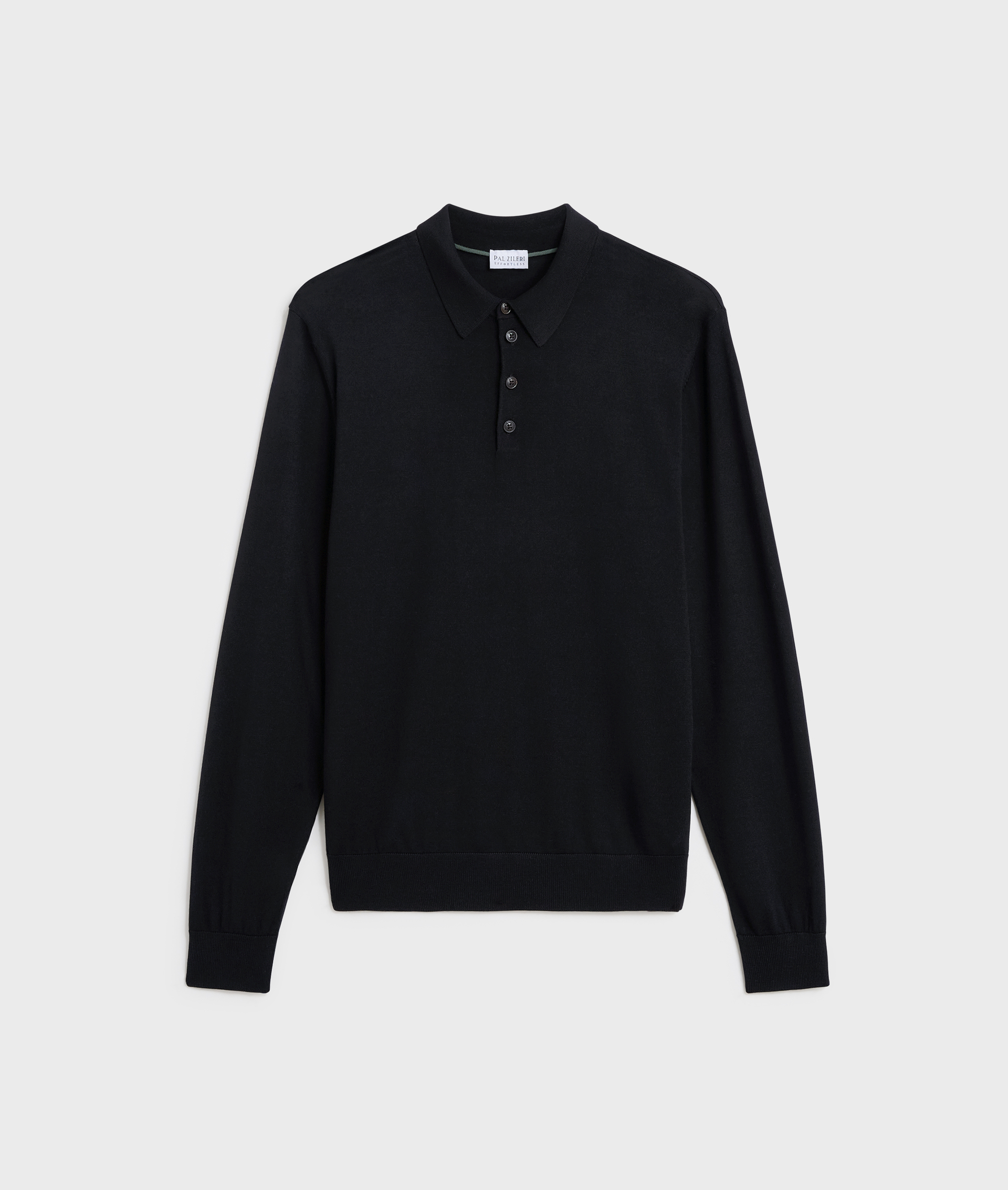 polo maniche lunghe regular fit in lana nero - T-Shirts e Polo - Pal Zileri | Official Website