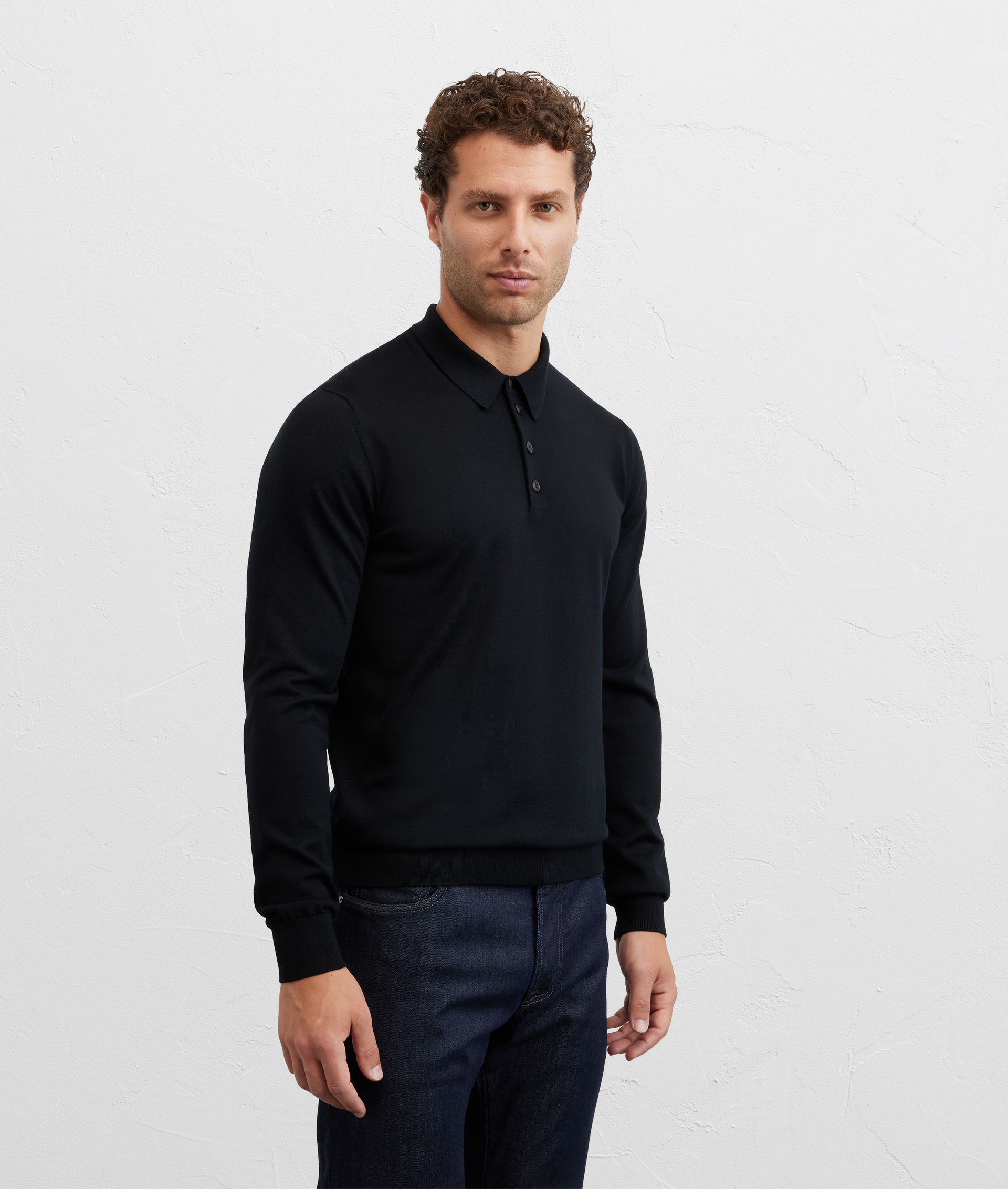 polo maniche lunghe regular fit in lana nero - Pal Zileri | Official Website