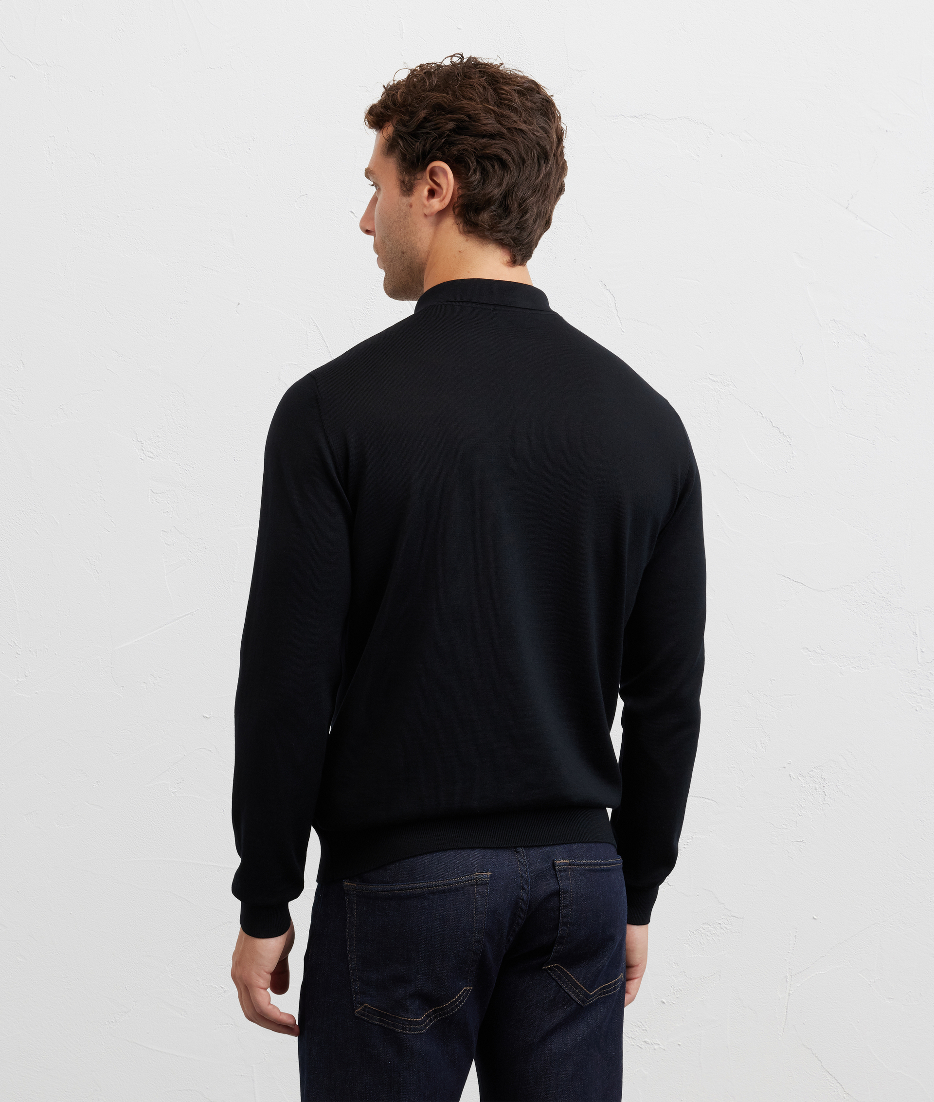 polo maniche lunghe regular fit in lana nero - Pal Zileri | Official Website
