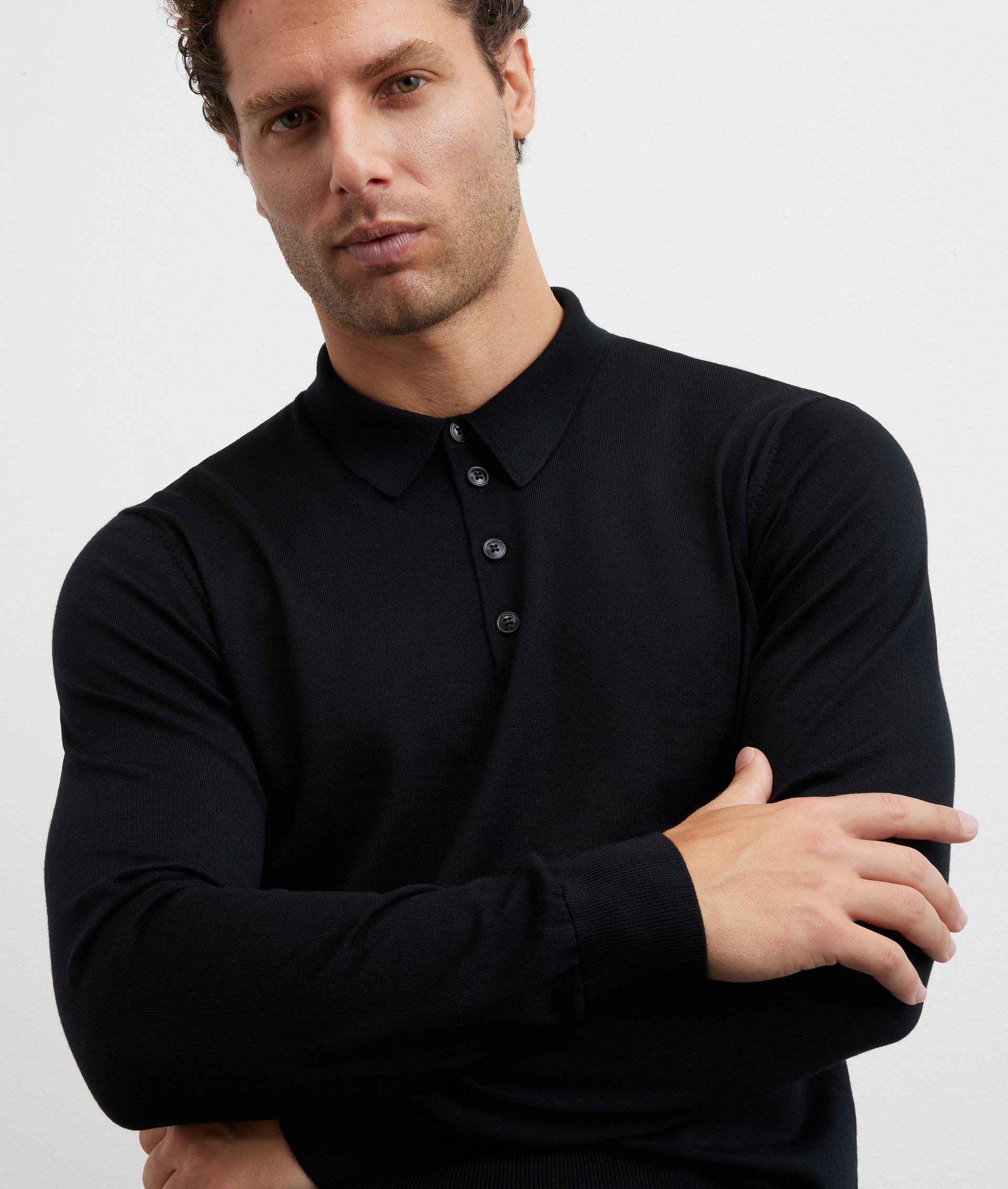 polo maniche lunghe regular fit in lana nero - Pal Zileri | Official Website