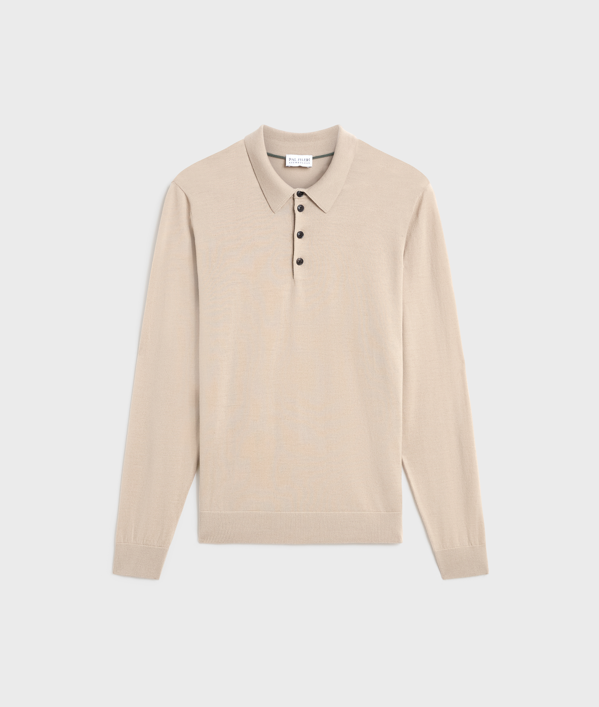 polo maniche lunghe regular fit in lana marrone chiaro - T-Shirts e Polo - Pal Zileri | Official Website