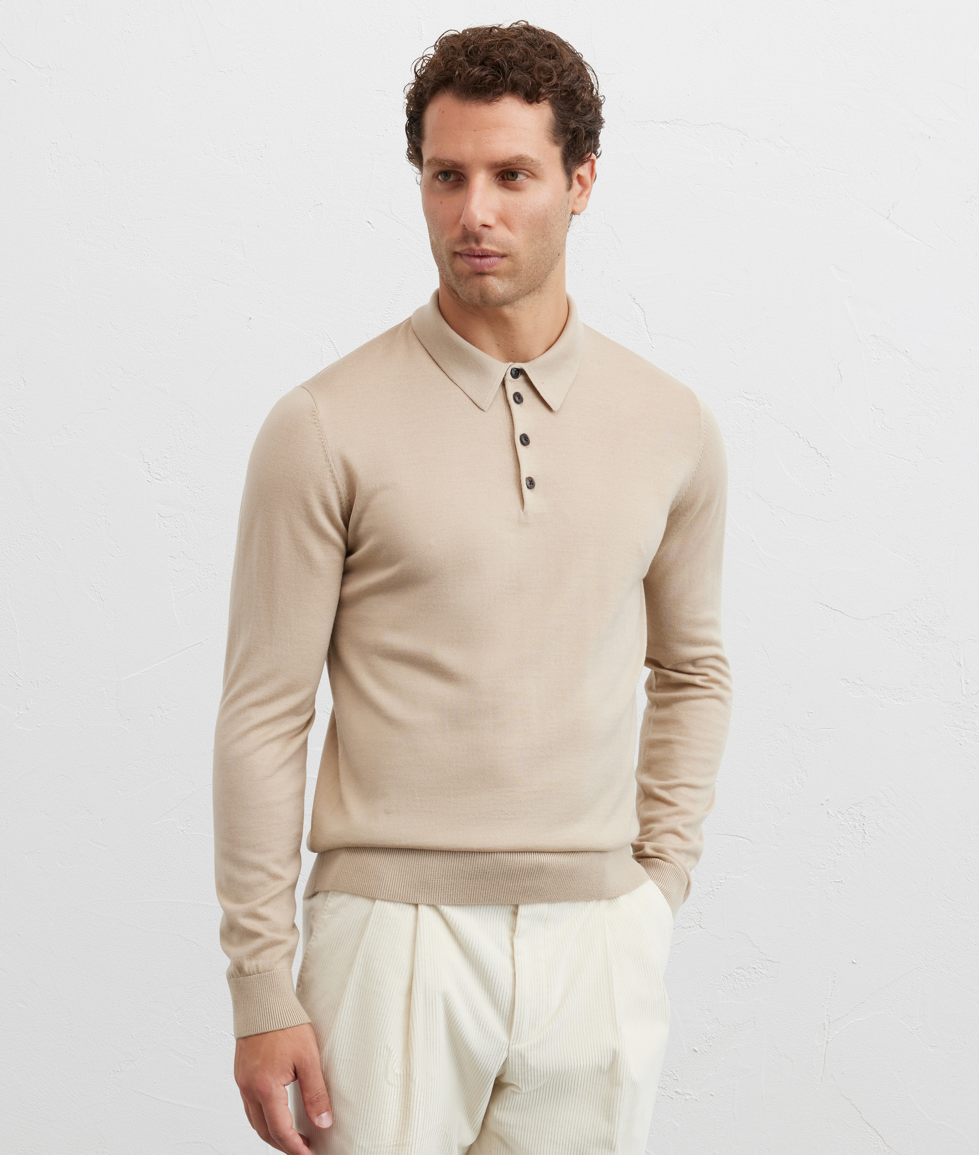 polo maniche lunghe regular fit in lana marrone chiaro - Pal Zileri | Official Website