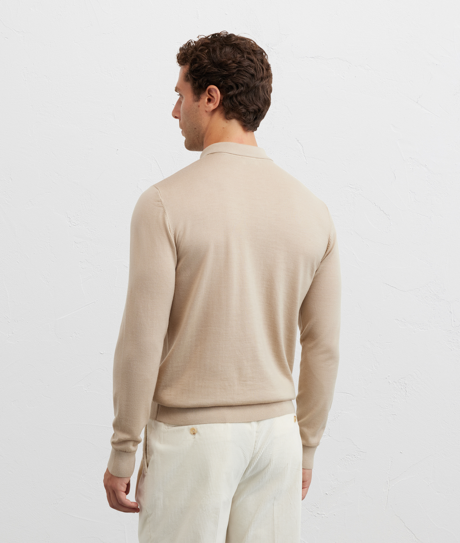 polo maniche lunghe regular fit in lana marrone chiaro - Pal Zileri | Official Website