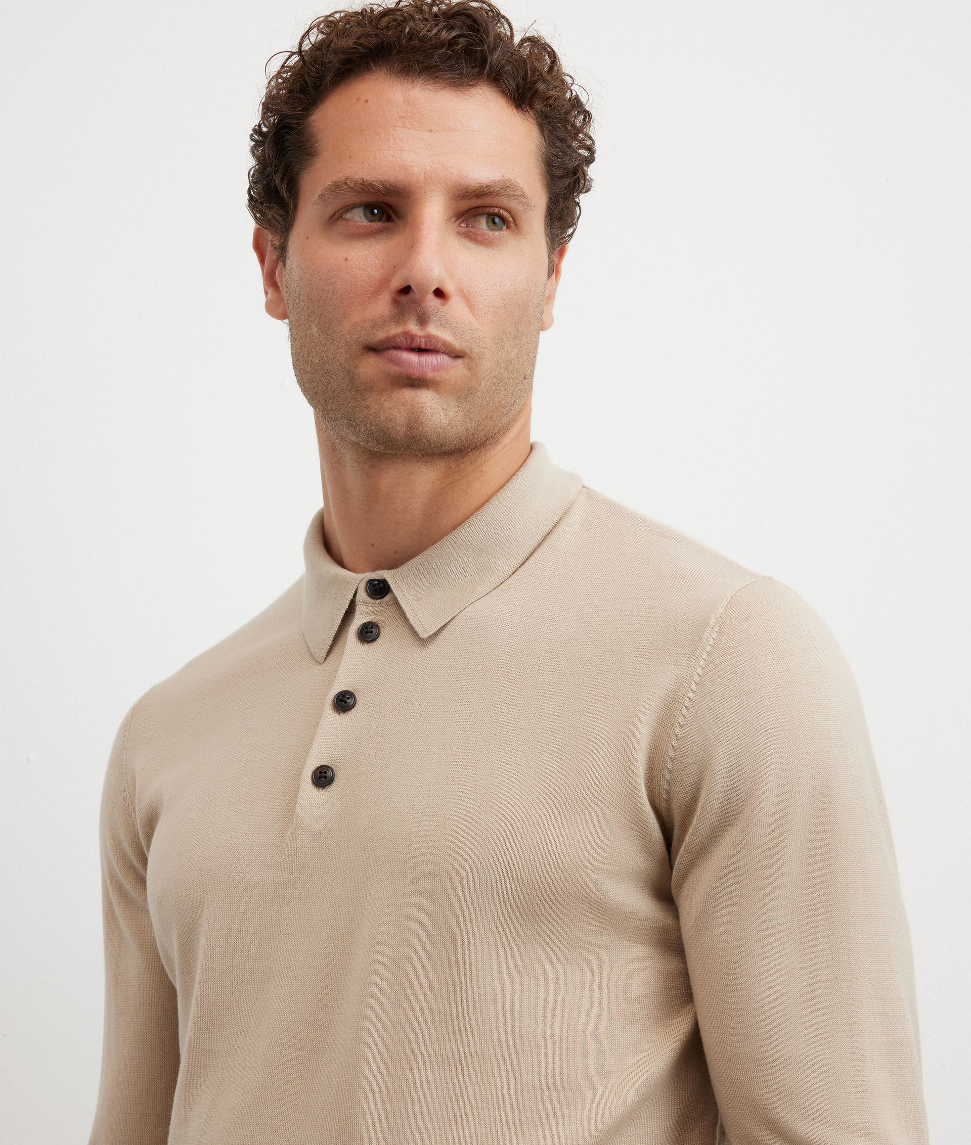 polo maniche lunghe regular fit in lana marrone chiaro - Pal Zileri | Official Website