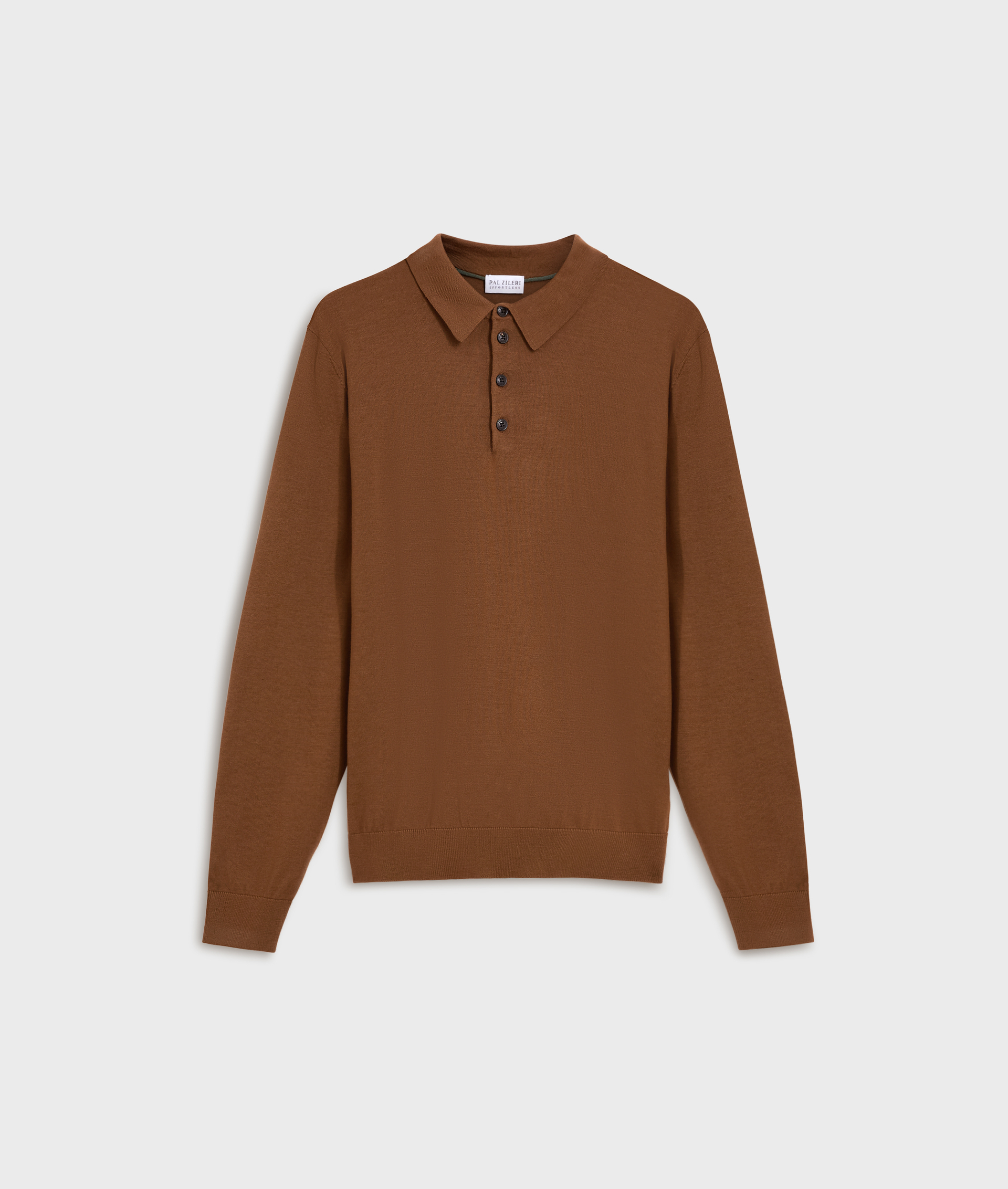 brown polo shirt in effortless regular fit wool knit | Pal Zileri