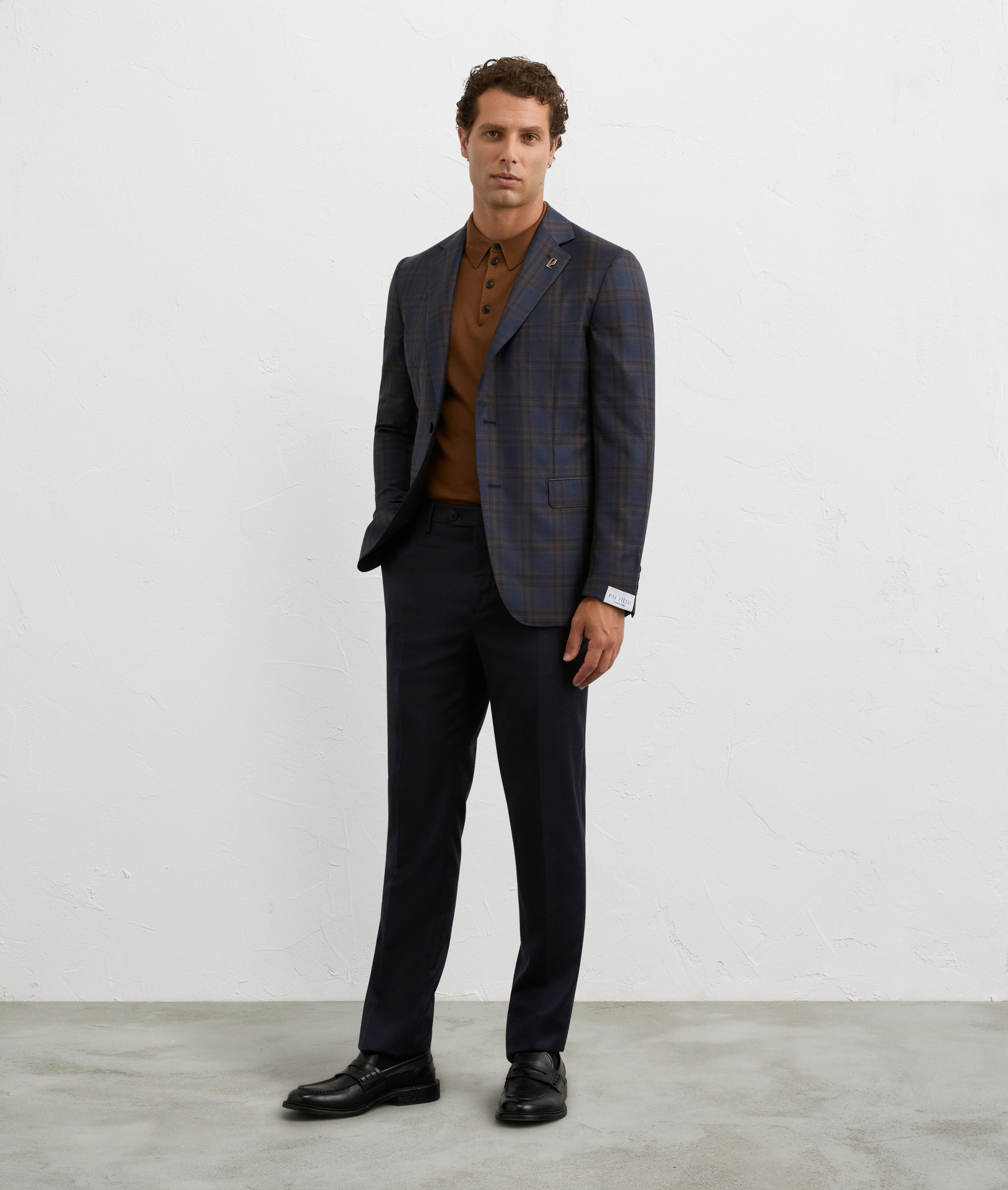 brown polo shirt in effortless regular fit wool knit | Pal Zileri