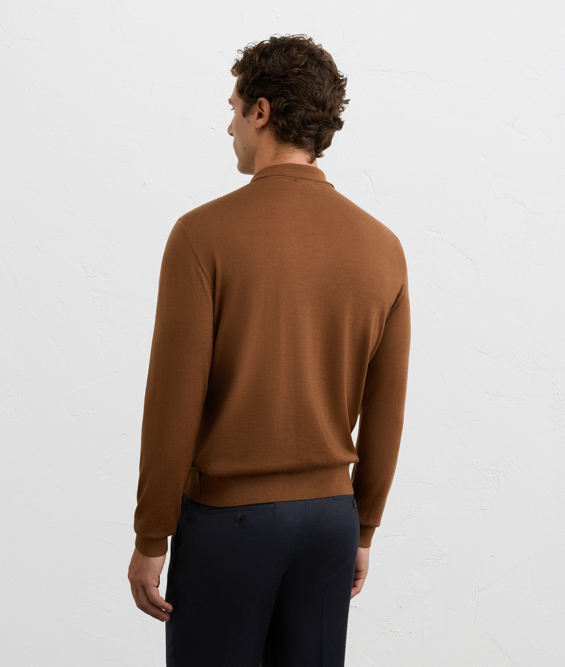 brown polo shirt in effortless regular fit wool knit | Pal Zileri