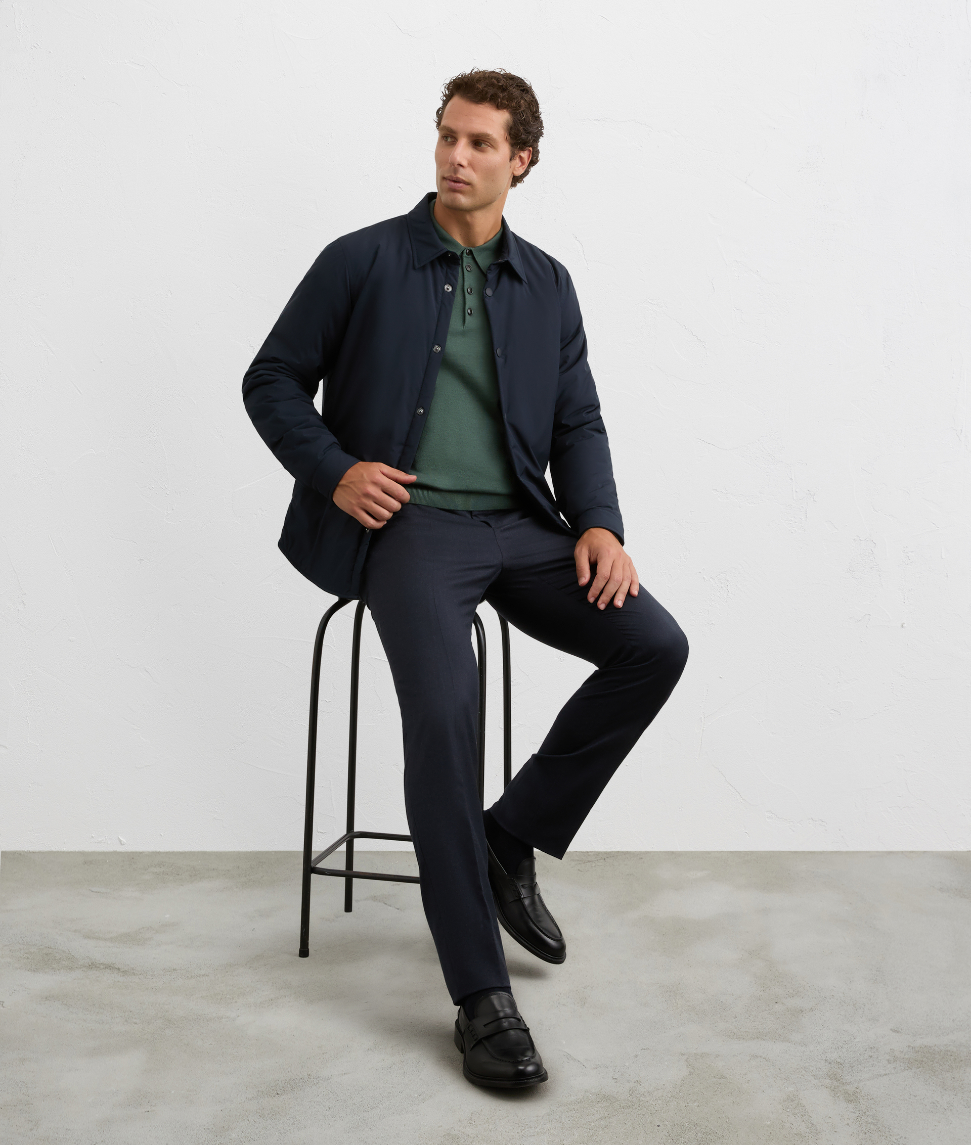 green polo shirt in effortless regular fit wool knit | Pal Zileri