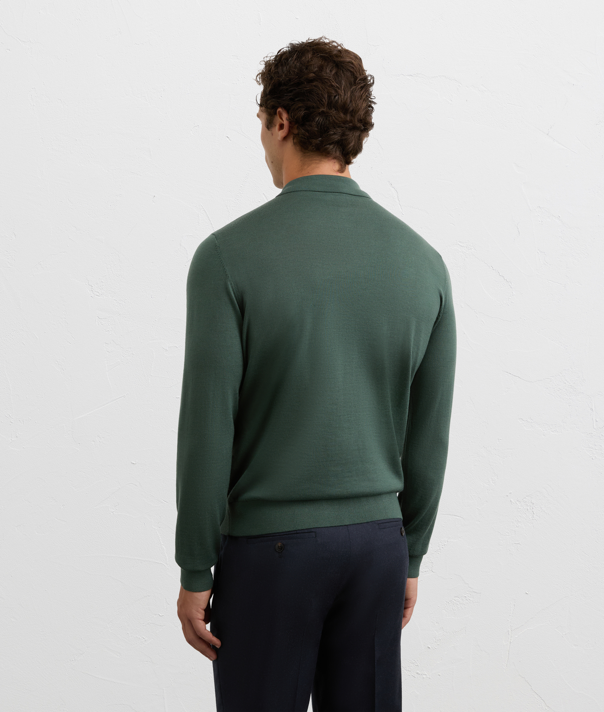 green polo shirt in effortless regular fit wool knit | Pal Zileri