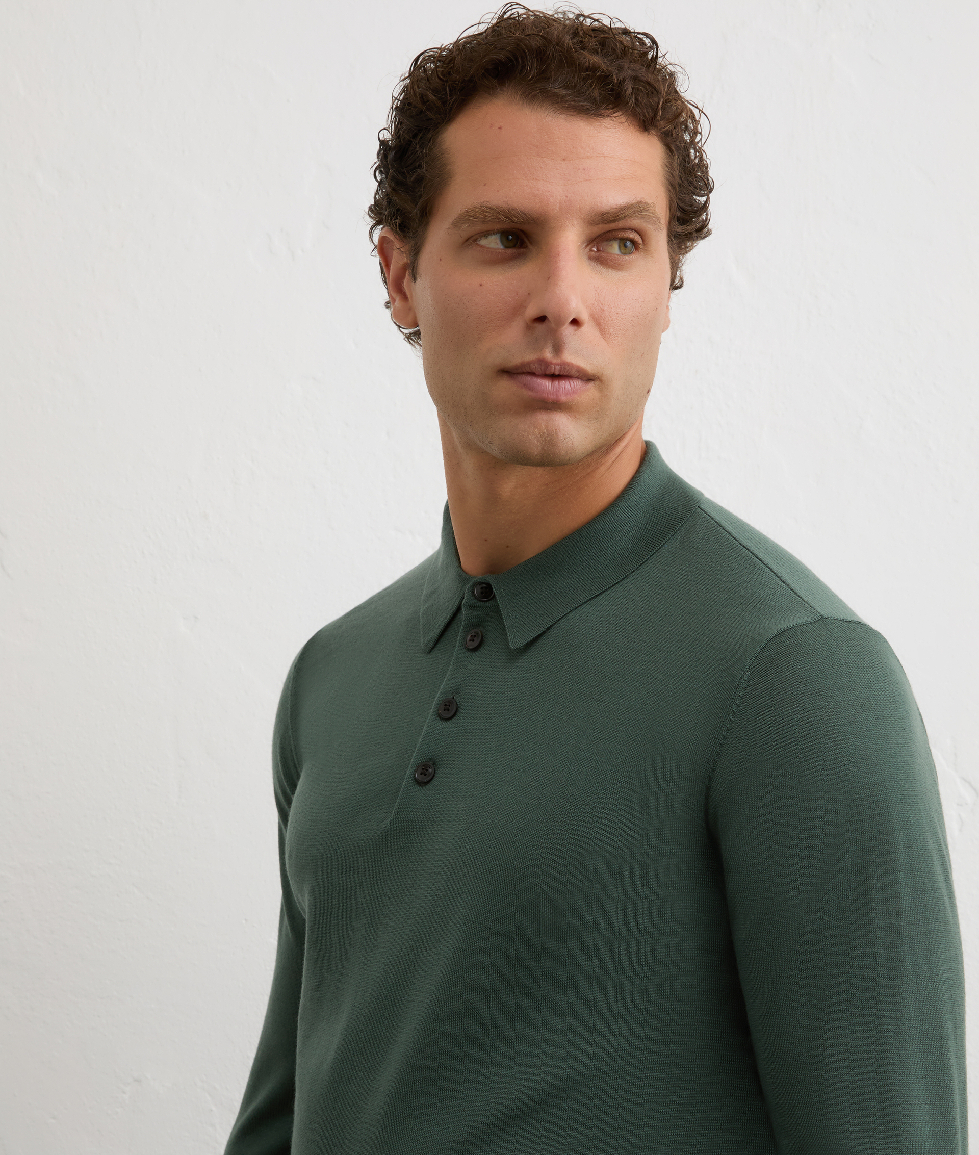 green polo shirt in effortless regular fit wool knit | Pal Zileri