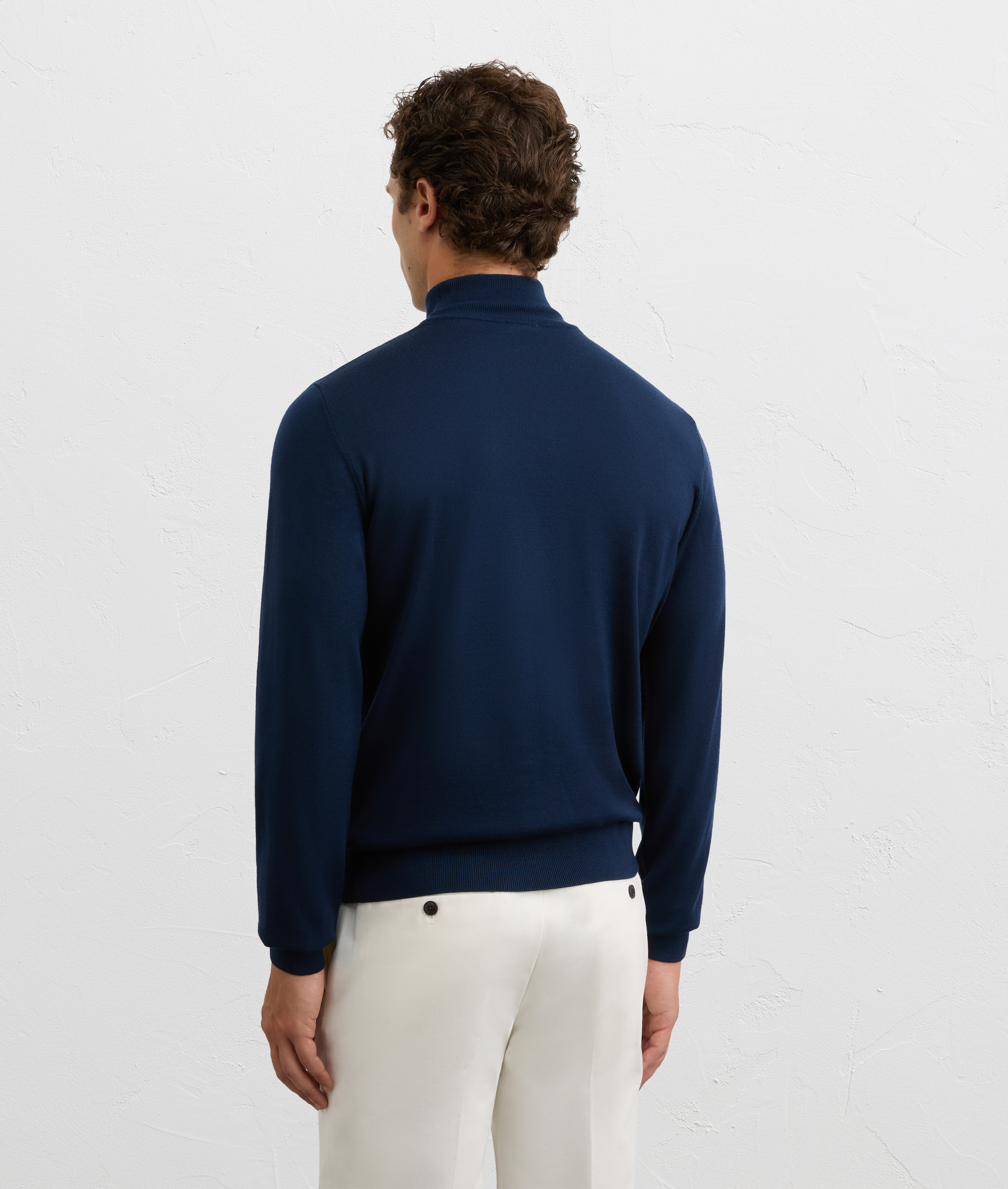 navy blue turtleneck in regular fit effortless wool | Pal Zileri