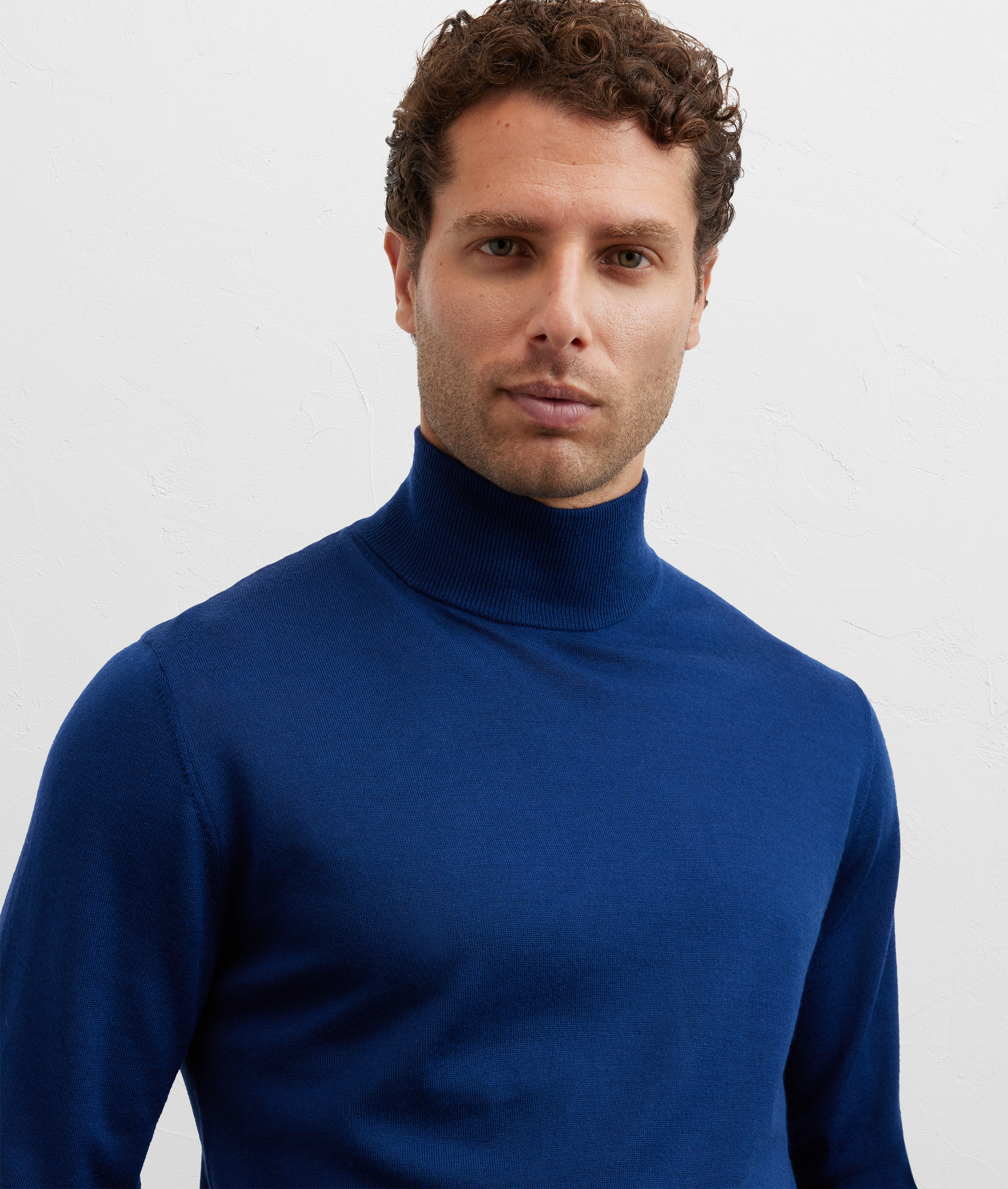 navy blue wool and nylon long sleeve ribbed regular fit crewneck sweater - Pal Zileri | Official Website