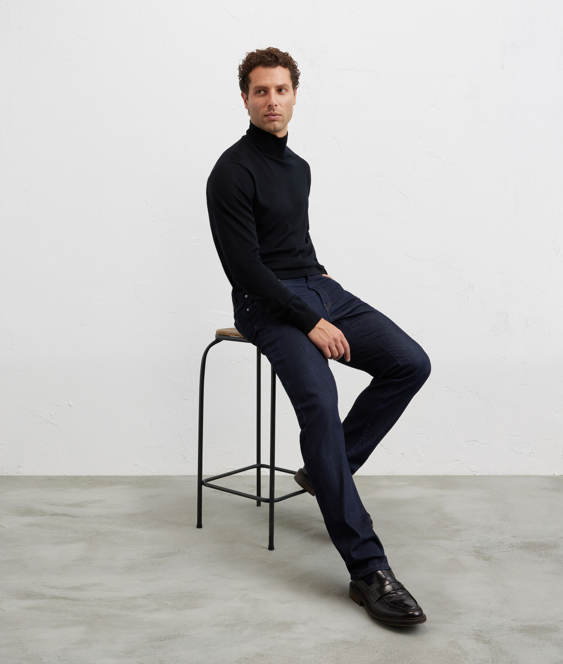 dolcevita punto jersey regular fit in lana nero - Maglieria - Pal Zileri | Official Website