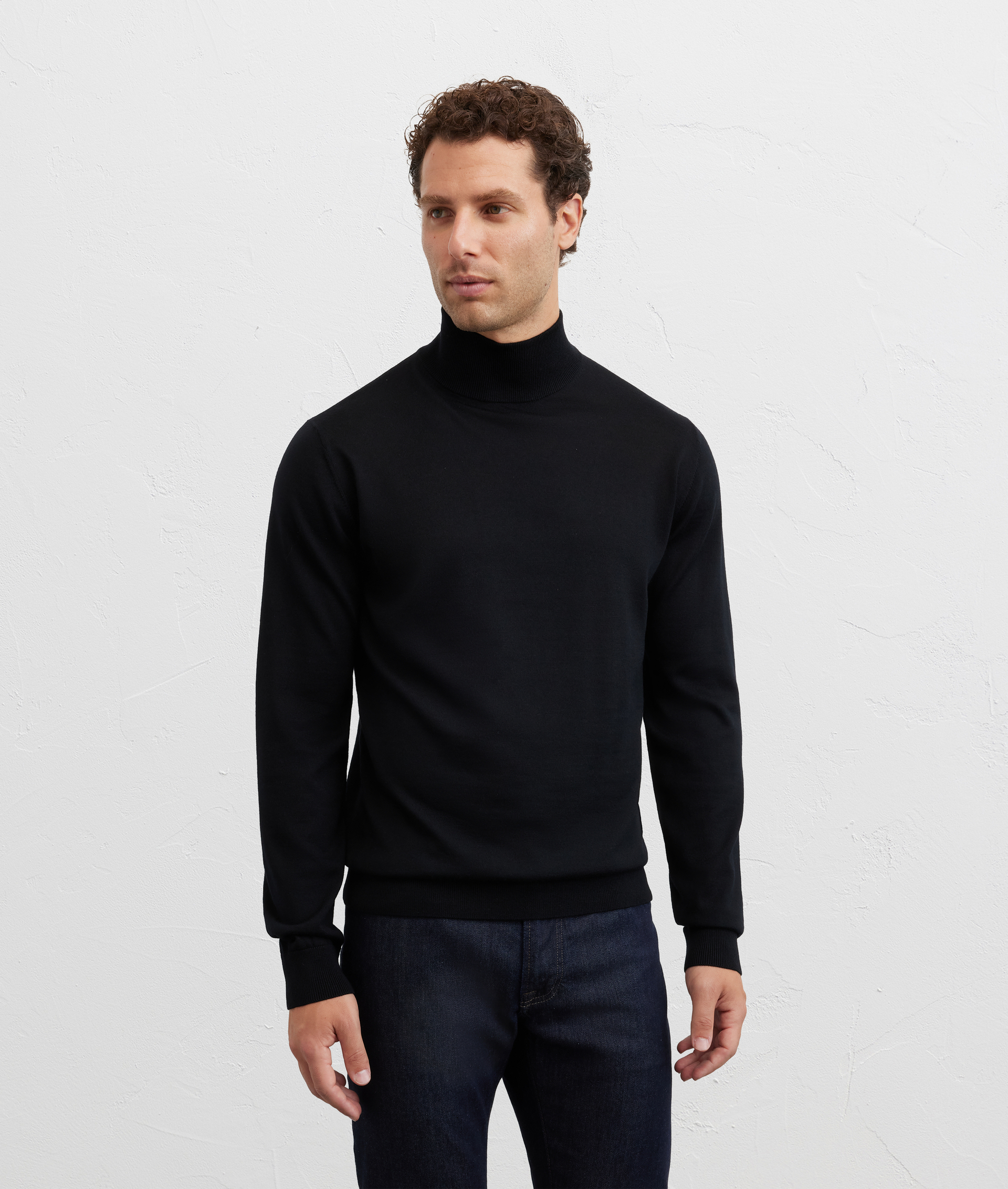 dolcevita punto jersey regular fit in lana nero - Pal Zileri | Official Website