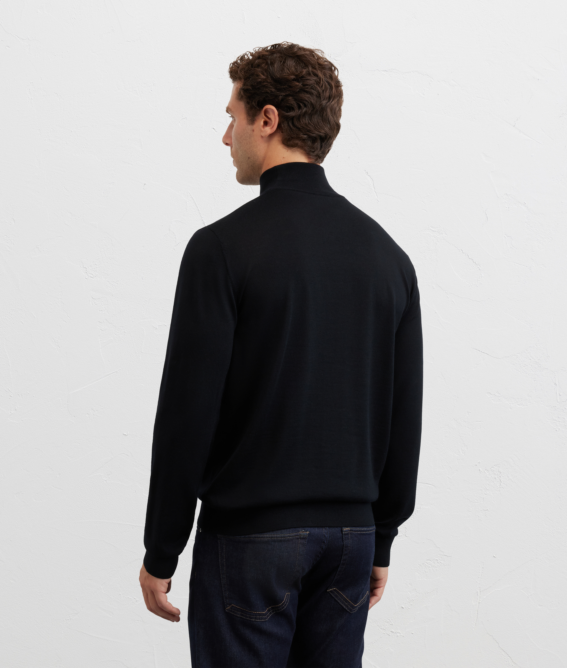 dolcevita punto jersey regular fit in lana nero - Pal Zileri | Official Website