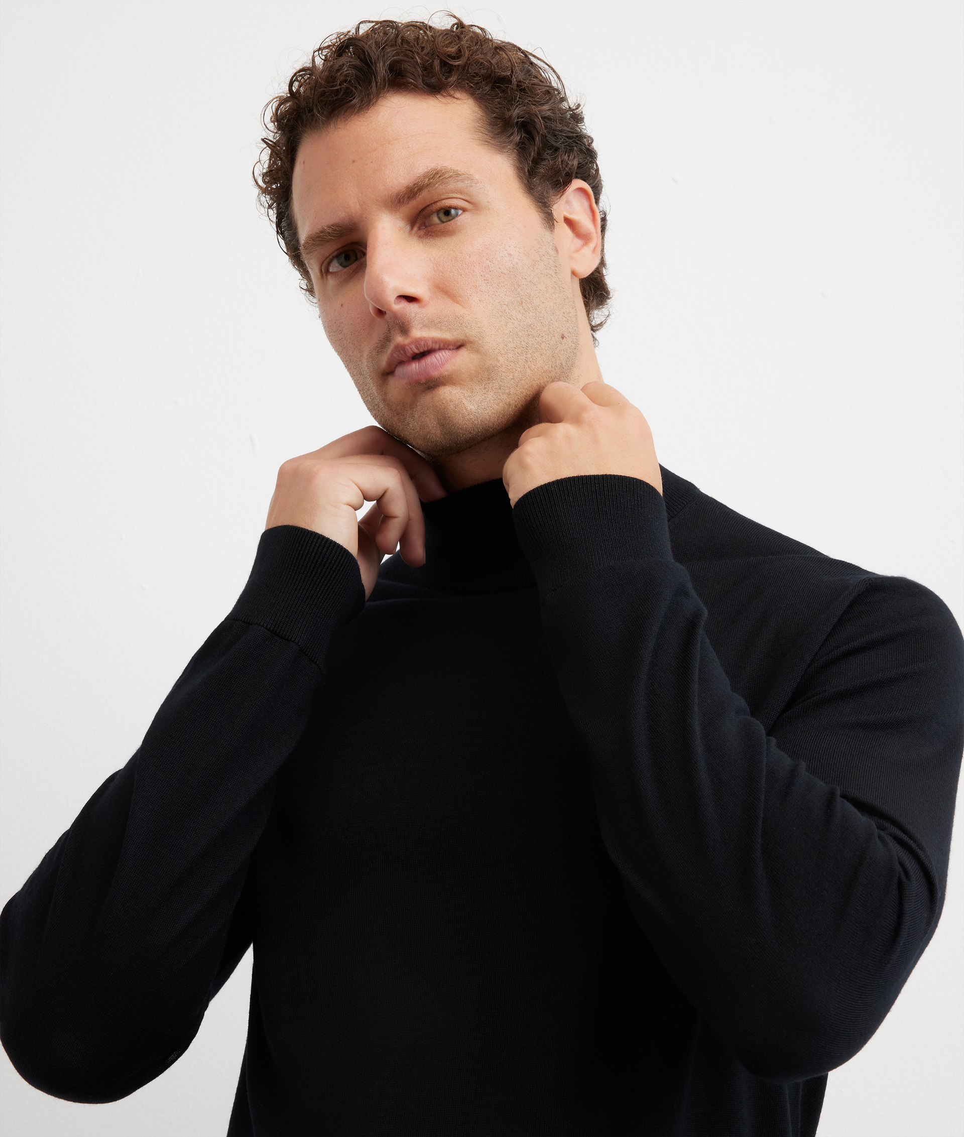 dolcevita punto jersey regular fit in lana nero - Pal Zileri | Official Website
