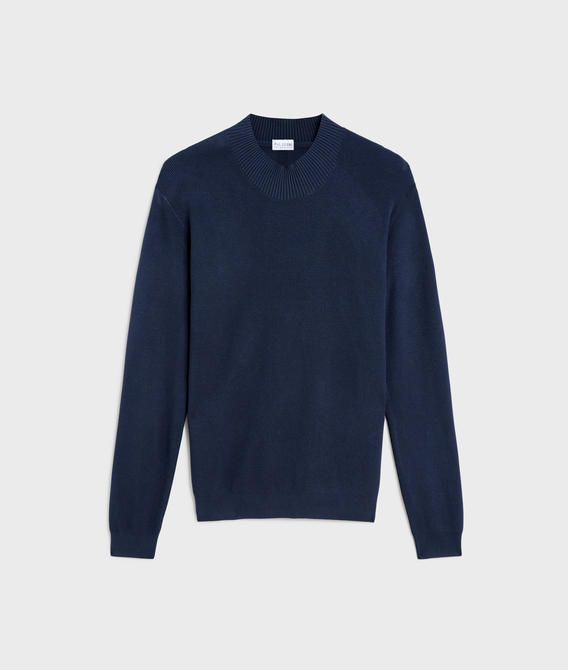 maglia a collo alto regular fit in poliestere e viscosa blu navy - Maglieria - Pal Zileri | Official Website