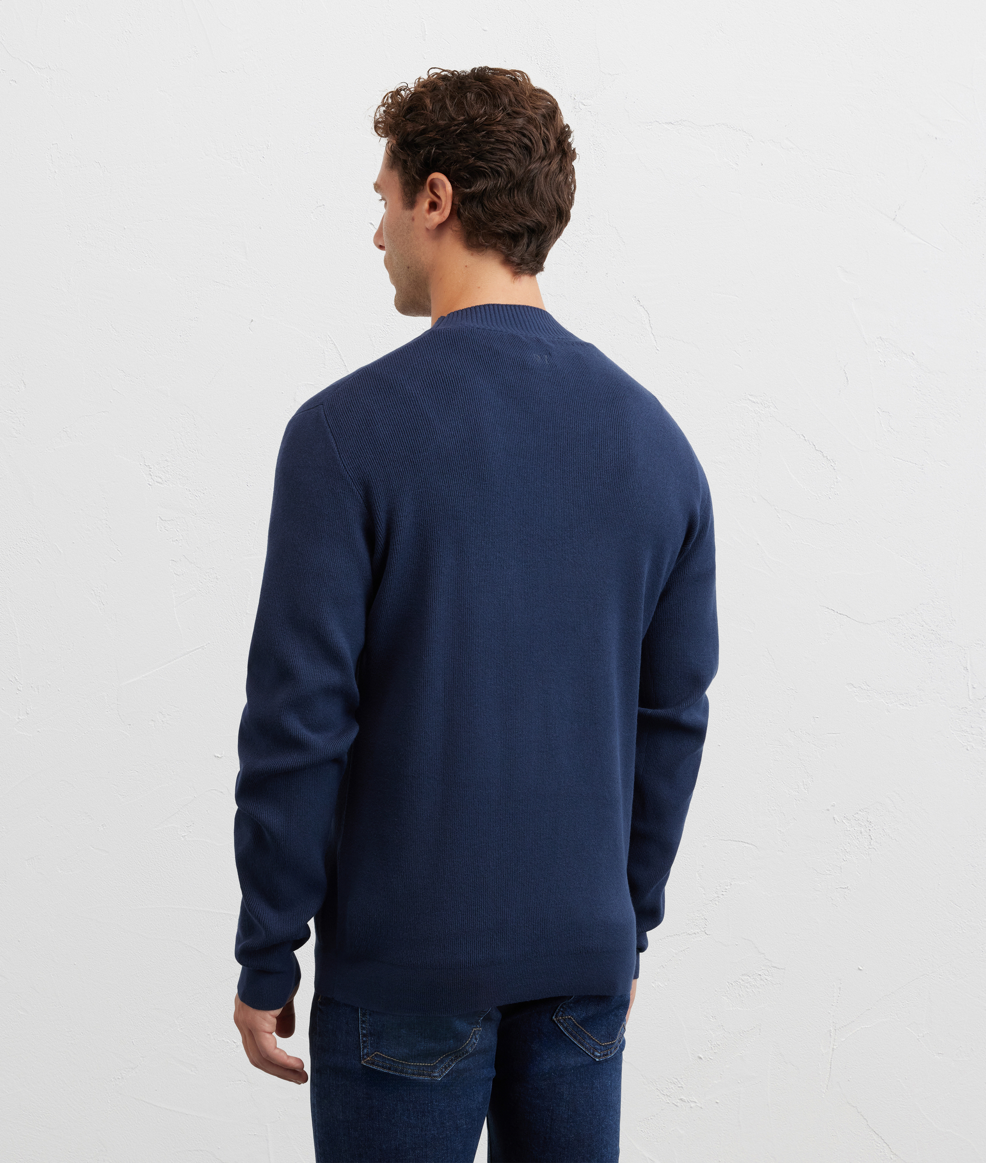 maglia a collo alto regular fit in poliestere e viscosa blu navy - Pal Zileri | Official Website