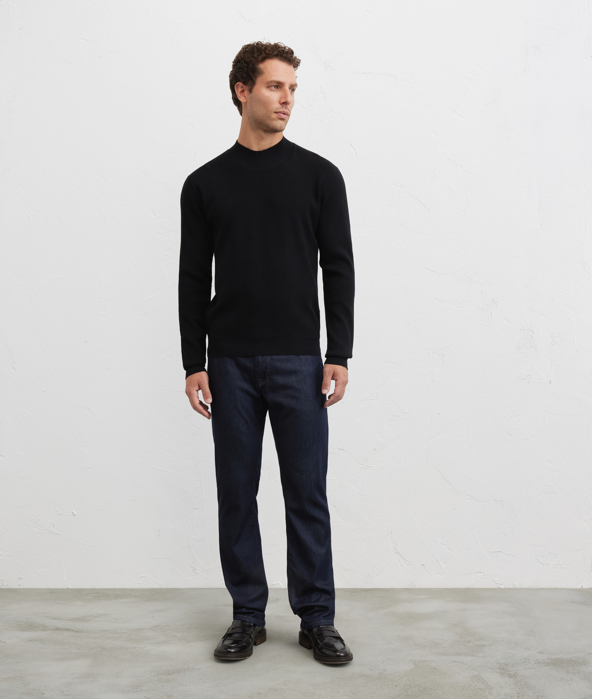 black polyester and viscose regular fit turtleneck sweater - Pal Zileri | Official Website