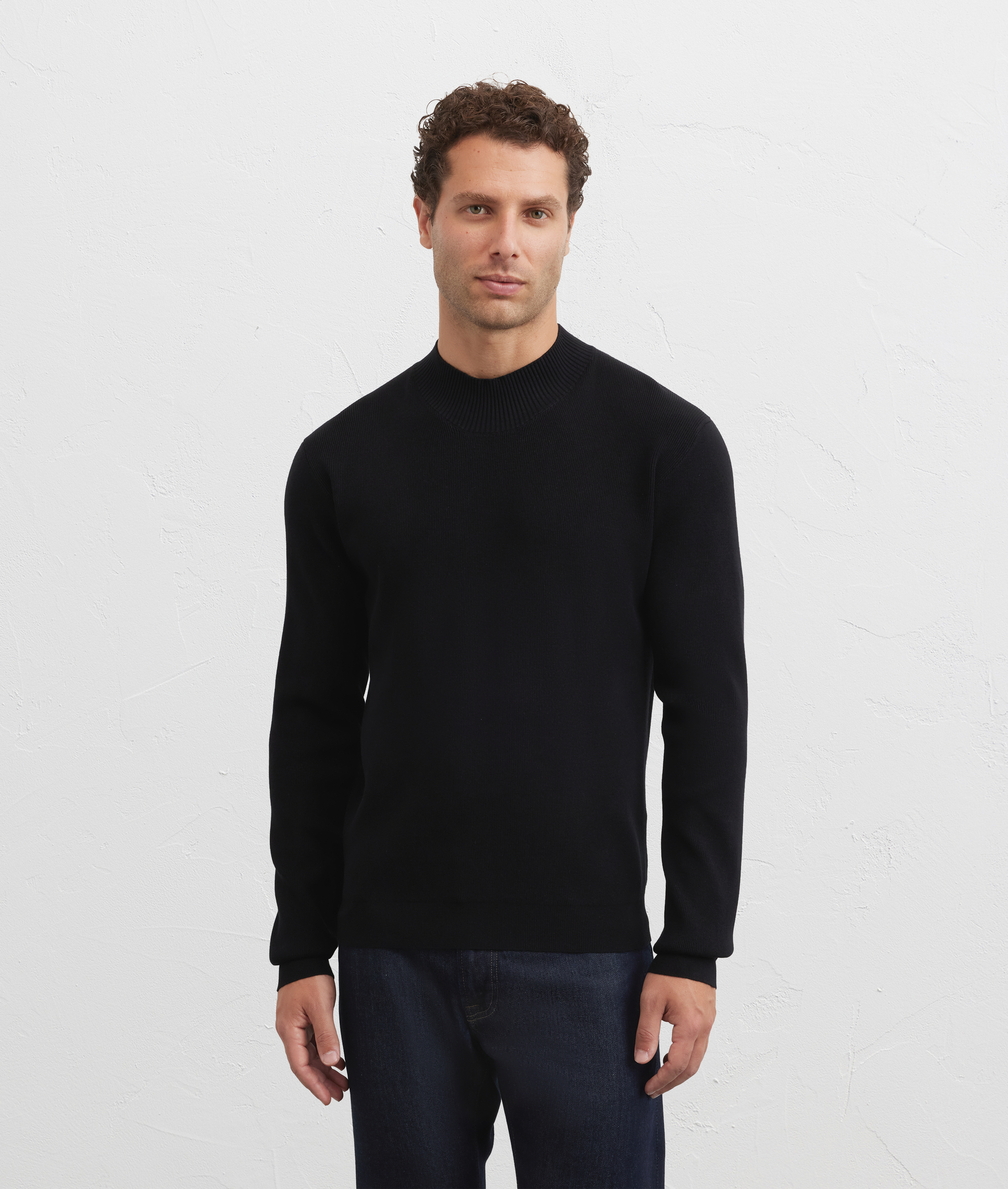 black polyester and viscose regular fit turtleneck sweater - Pal Zileri | Official Website