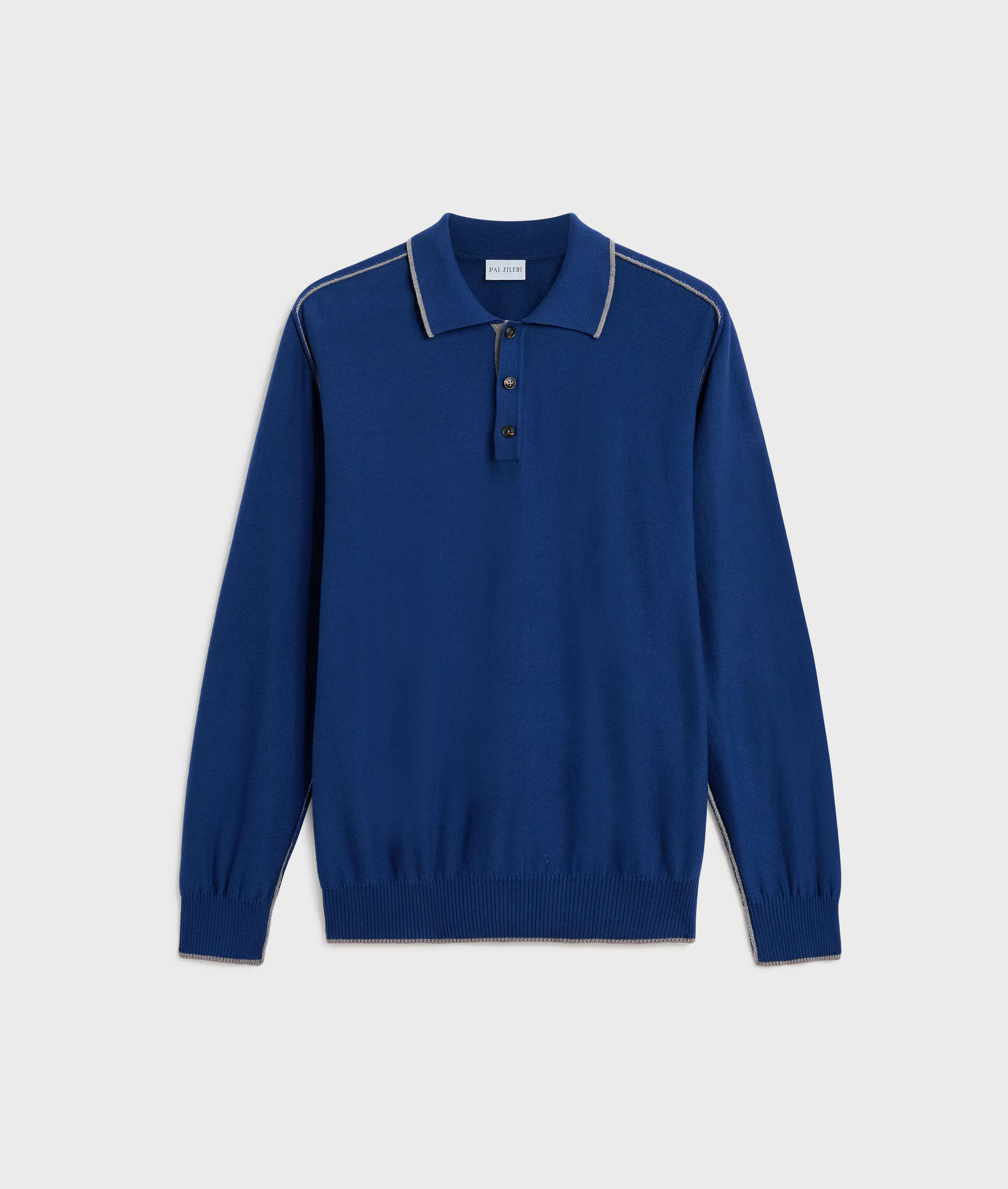 maglia girocollo a maniche lunghe regular fit in cotone e poliestere blu navy - Pal Zileri | Official Website