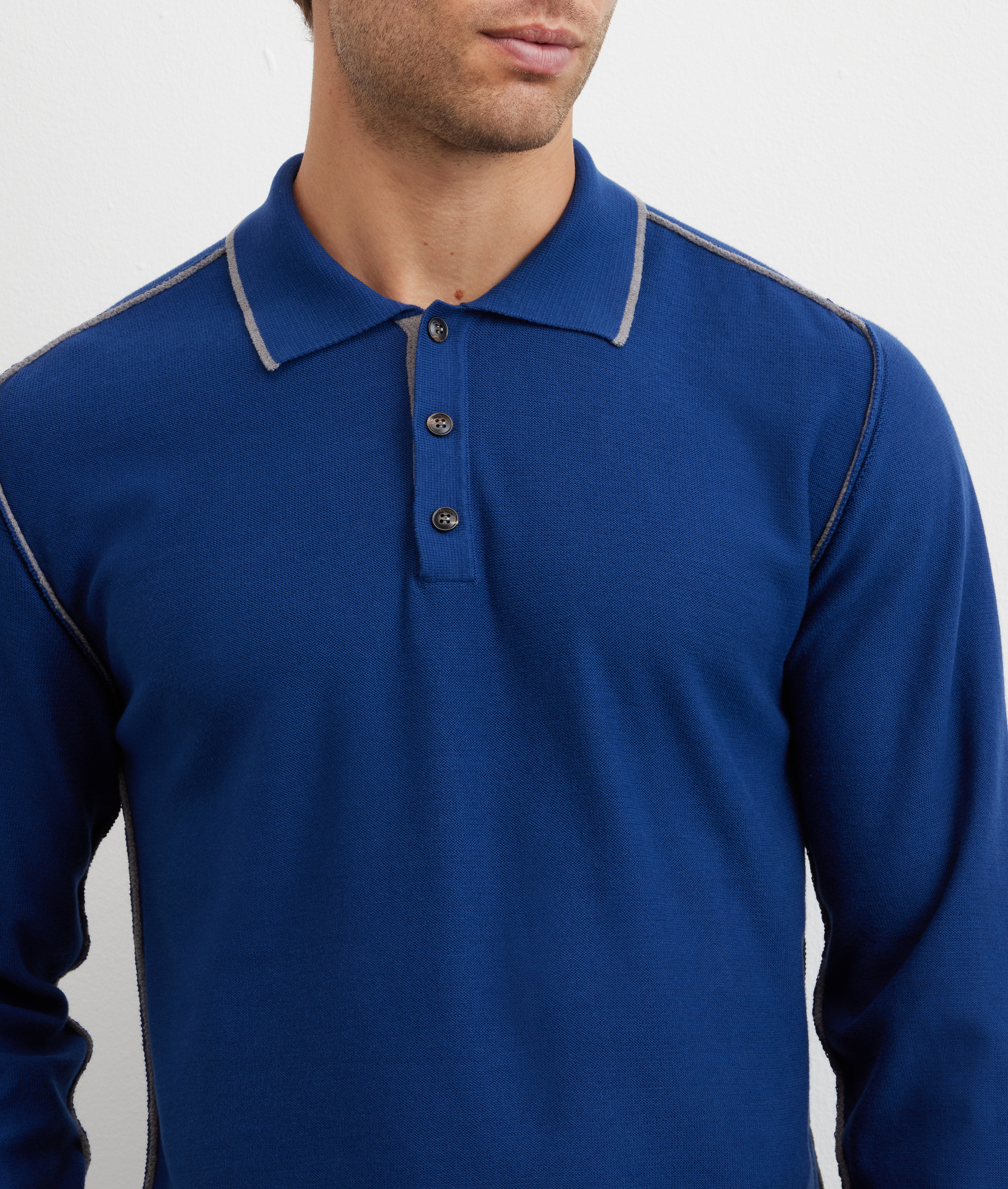 maglia girocollo a maniche lunghe regular fit in cotone e poliestere blu navy - Pal Zileri | Official Website