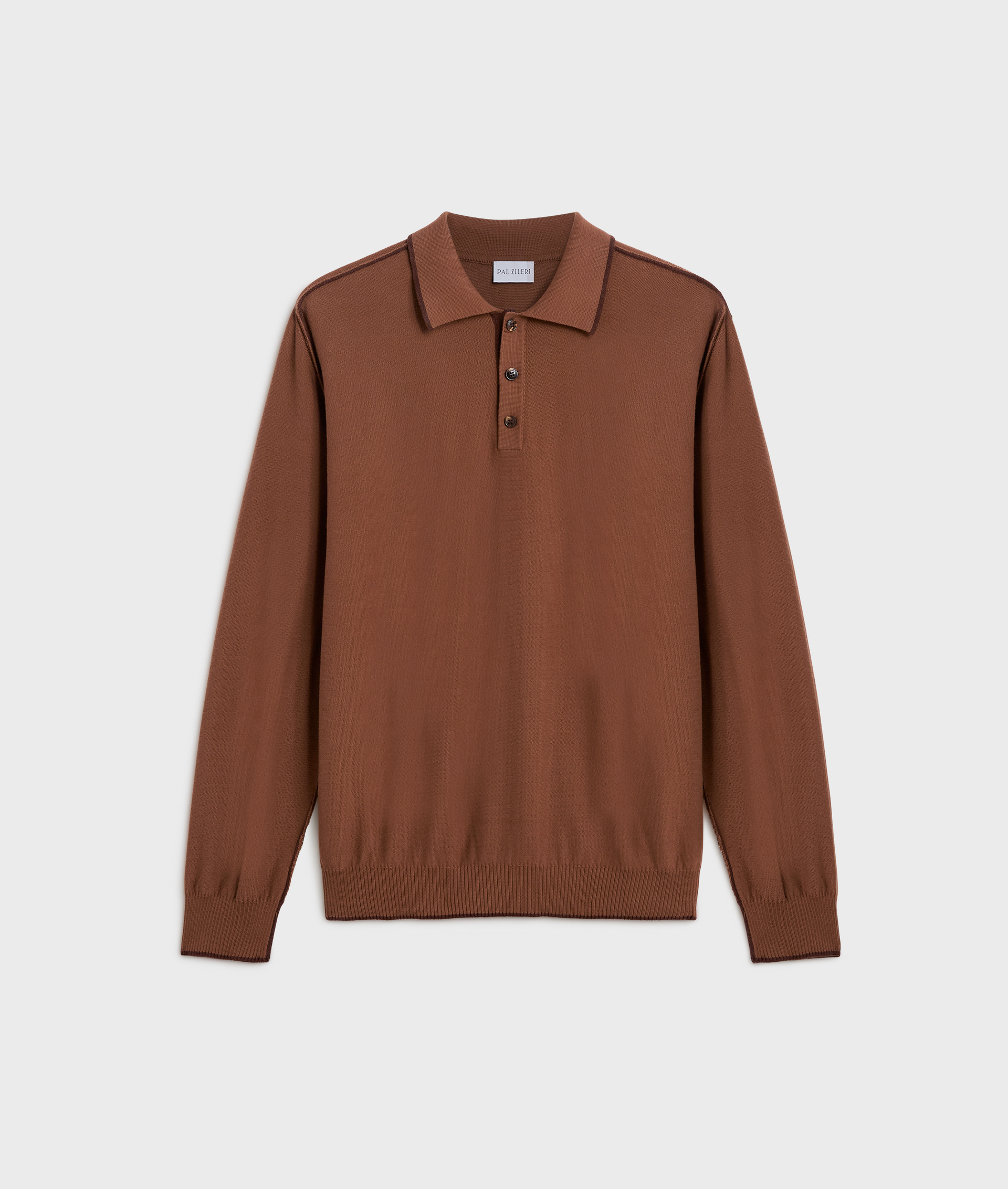 brown cotton and polyester long sleeve regular fit crewneck sweater - Knitwear - Pal Zileri | Official Website