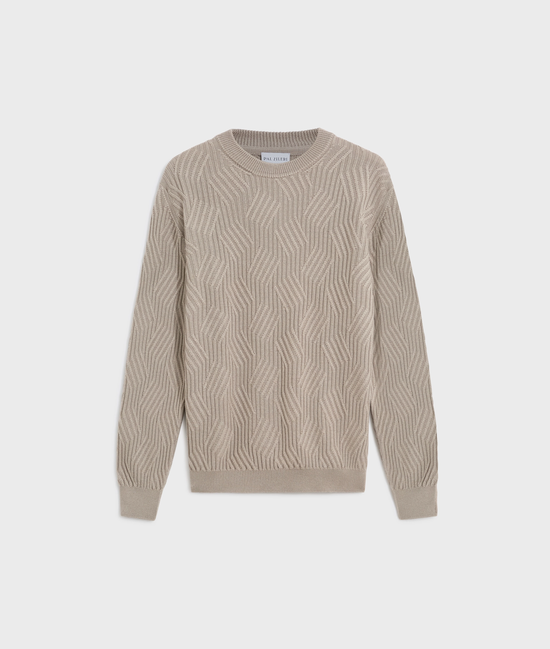 light brown merino wool regular fit crewneck sweater | Pal Zileri