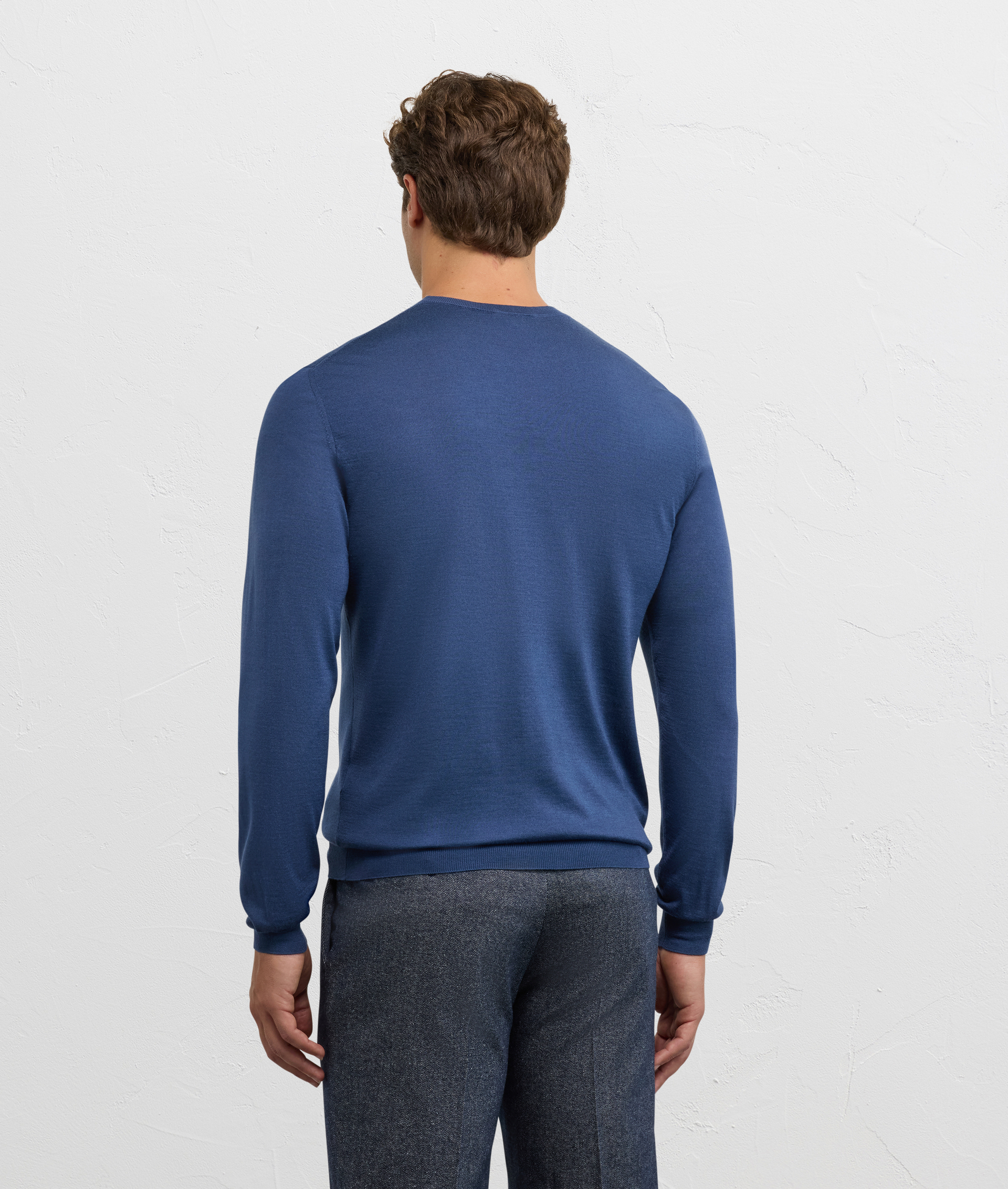 light blue wool and cashmere regular fit crewneck sweater - Pal Zileri | Official Website