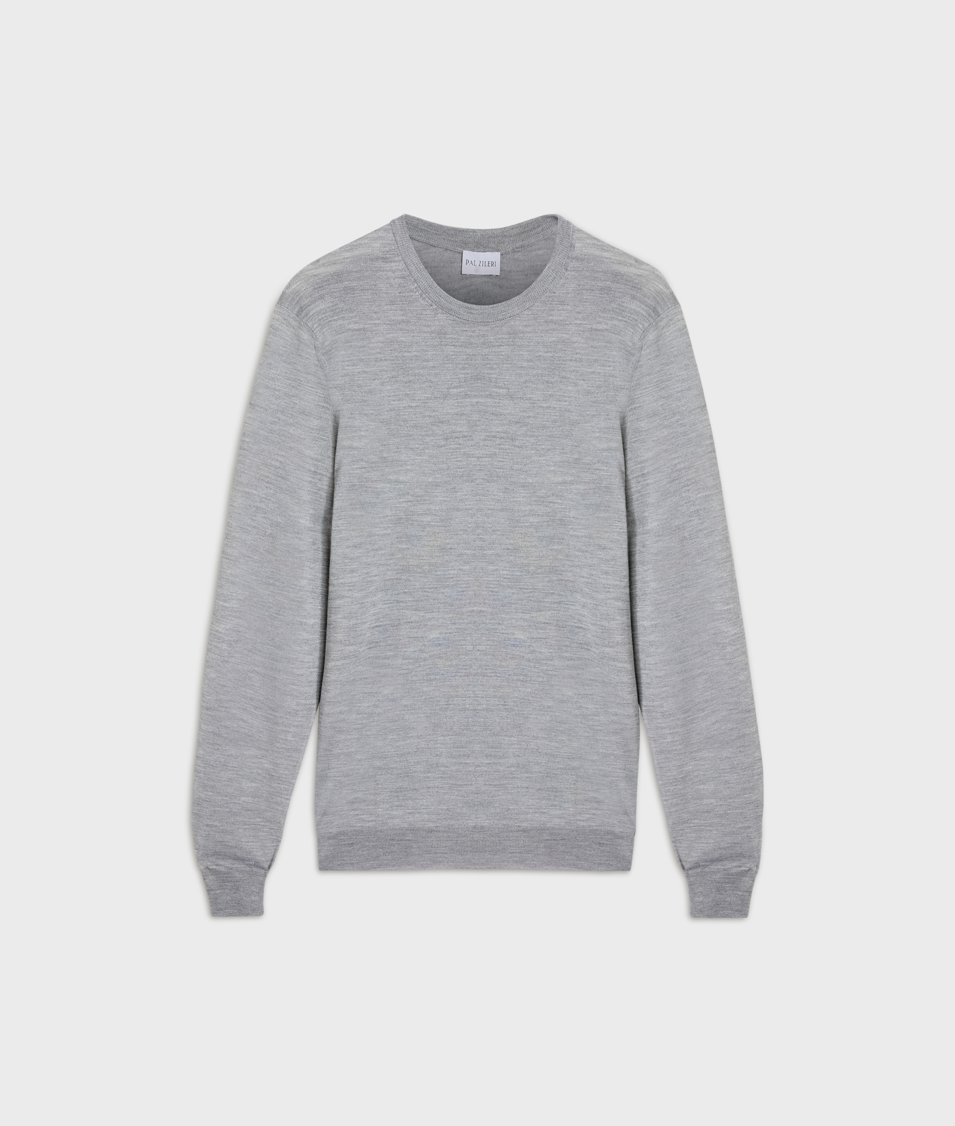 light grey wool and cashmere regular fit crewneck sweater - Knitwear - Pal Zileri | Official Website