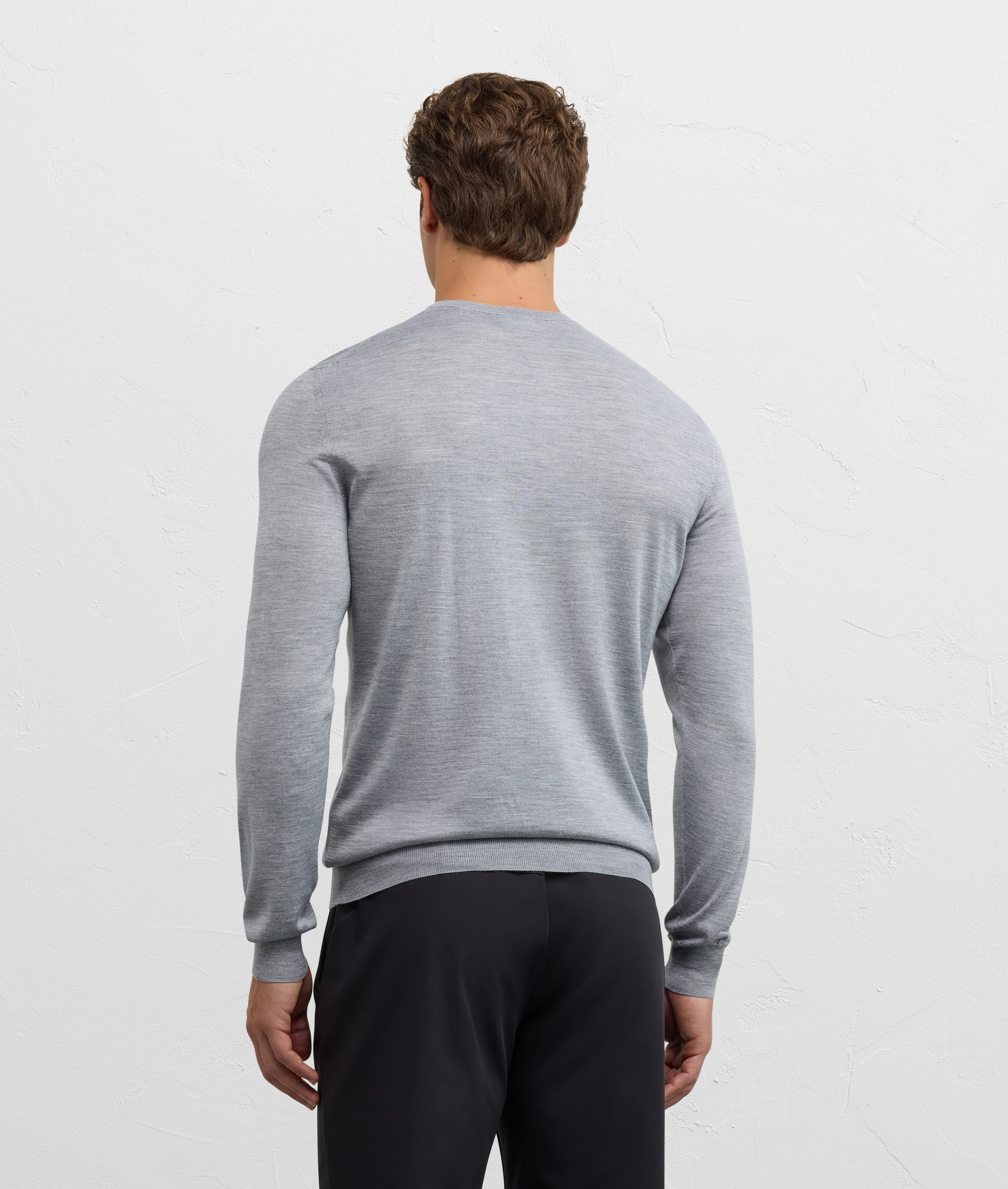 light grey wool and cashmere regular fit crewneck sweater - Pal Zileri | Official Website